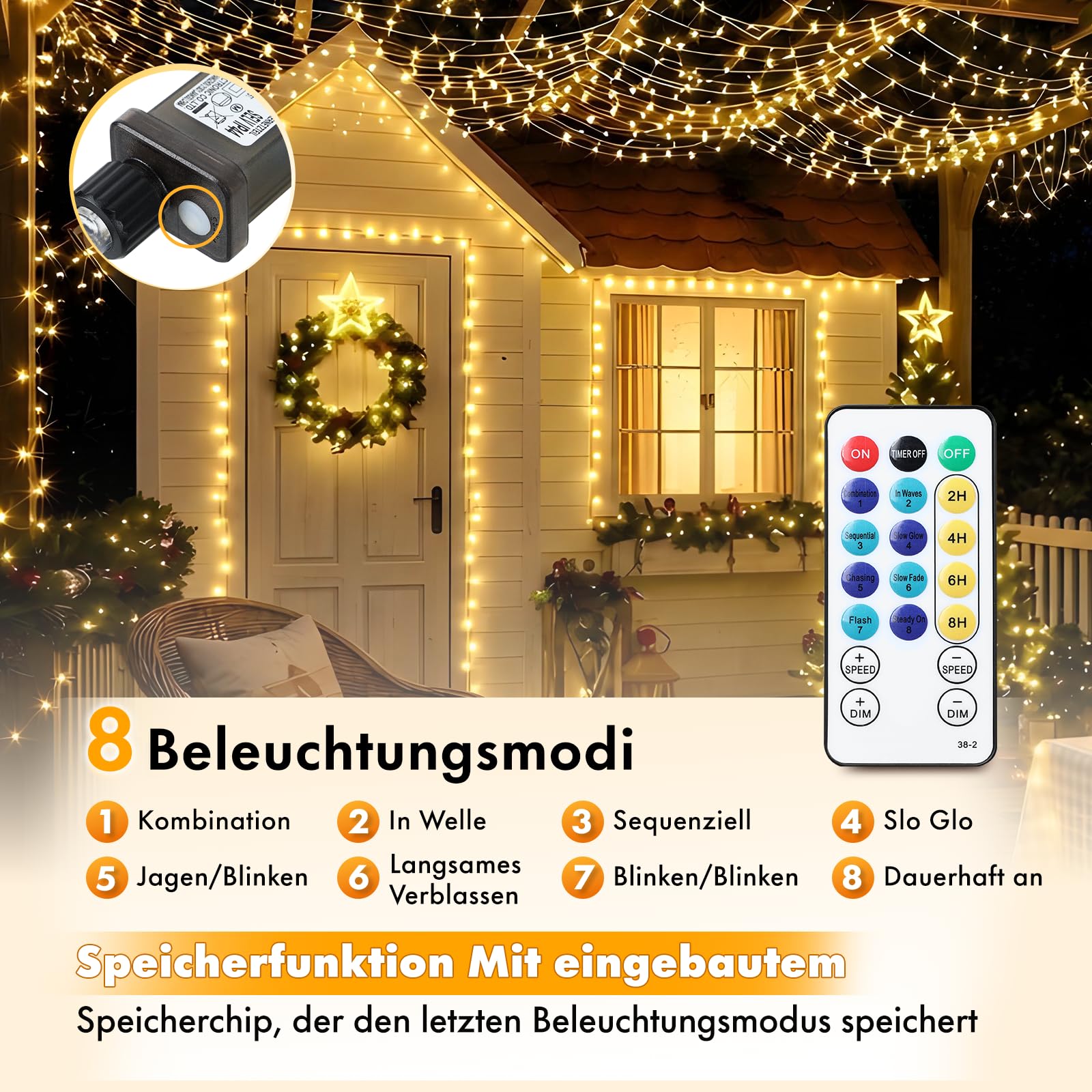 MAGGIFT 20M 1000 LED Cluster Weihnachten Lichterkette mit Fernbedienung