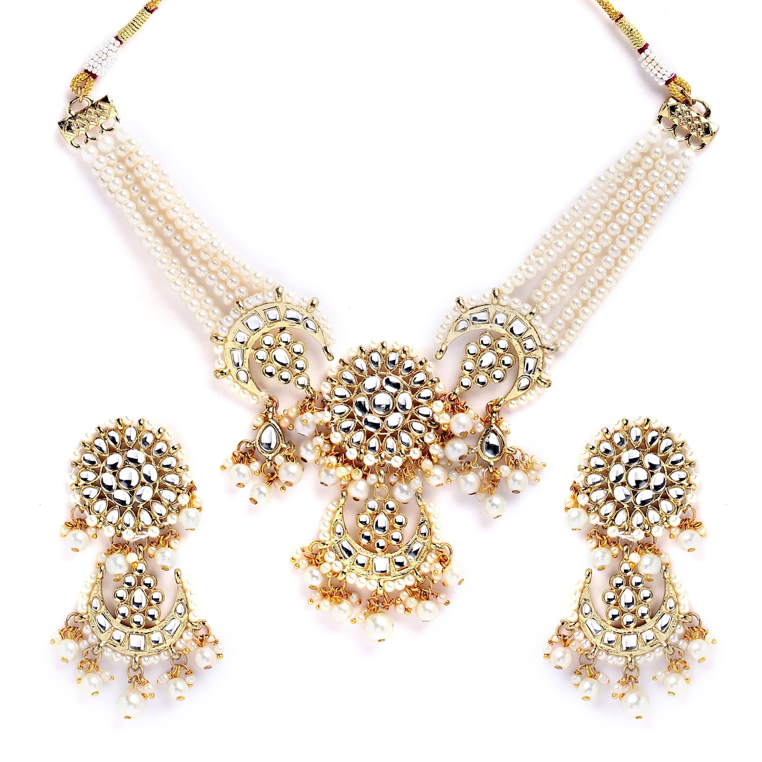 Karatcart Gold Plated Pearl Beaded Kundan Choker Necklace Set for Women (B0BFWYLN9M) Amazon Price History, Amazon Price Tracker