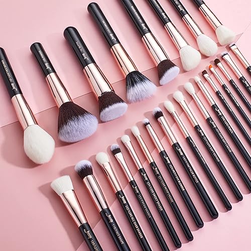 Miniatura 8 de Jessup - Conjunto de brochas con hebras sintéticas naturales para maquillaje de base en polvo, rubor, pestañas y labios, marca profesional de