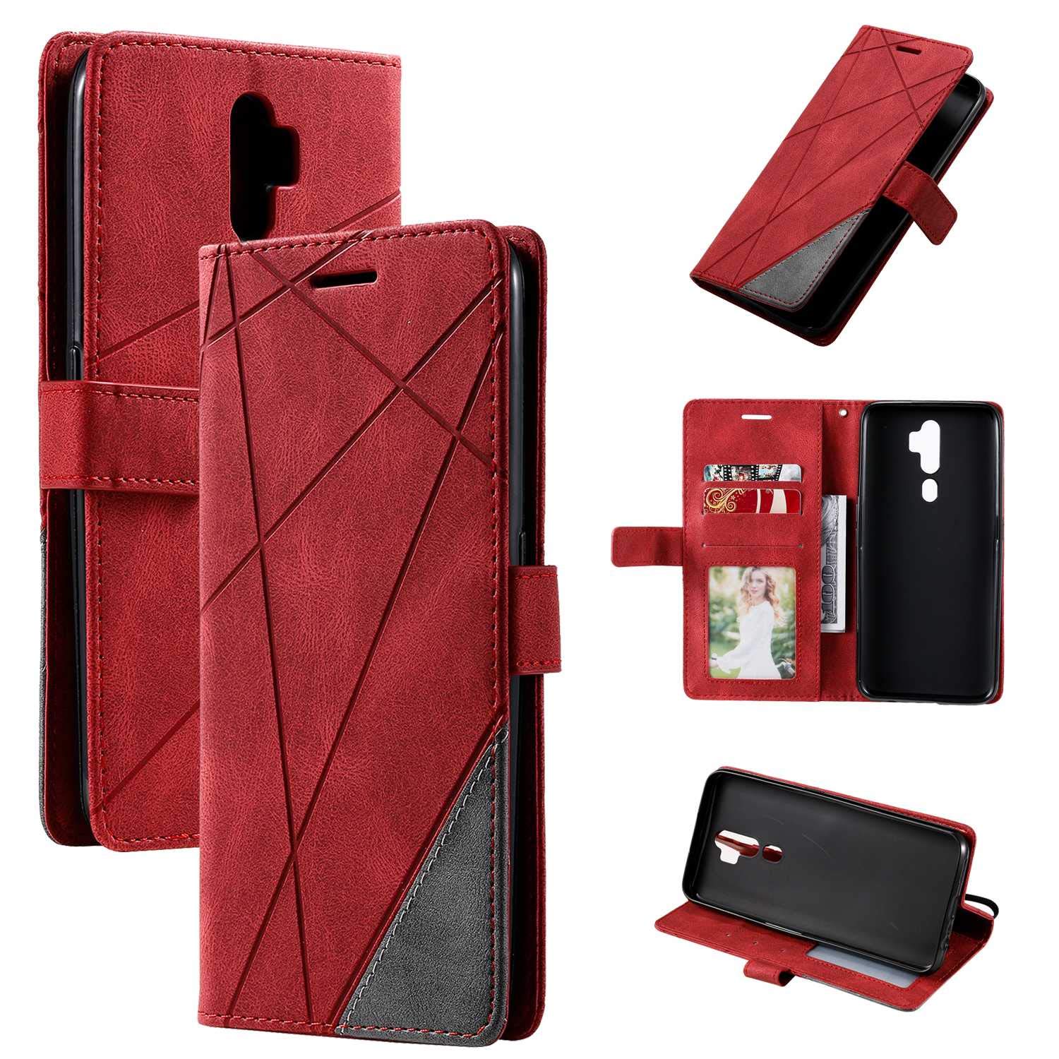 SONWO Custodia Portafoglio Con Supporto Per Oppo A9 2020 / A5 2020 - Pelle PU Rossa Con Slot Carte E Chiusura Magnetica