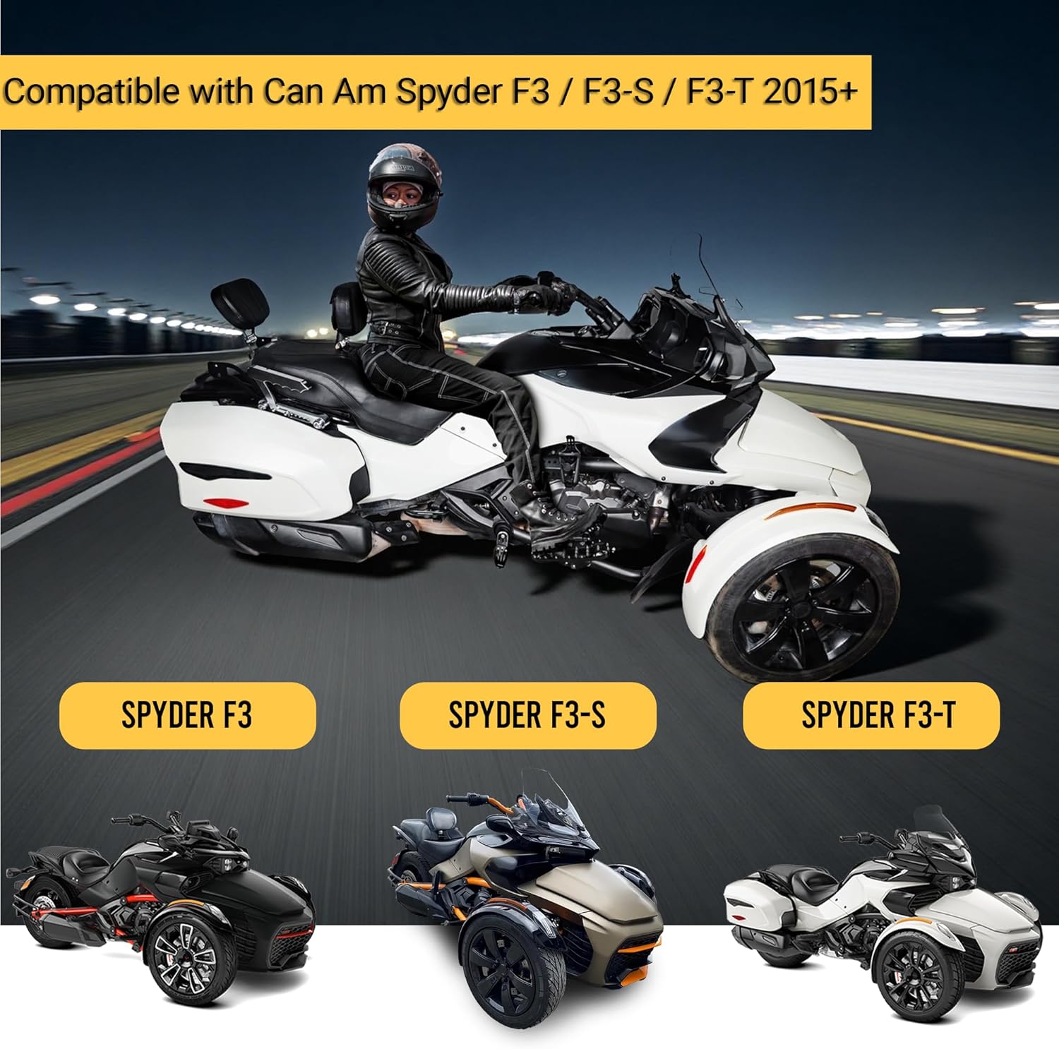 Driver Floorboards | Large Wide Rider Footrest Compatible with Can Am Spyder F3 / F3-S / F3-T (2015-2025) Accessories | Aluminum | Black (Screw Style)