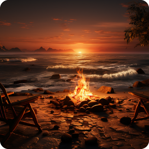 Beach & Lake Retreat Relaxing Sounds & Campfire Ambiance for Home Serenity - Calm Waters Relaxing Beach & Lake Sounds with Cozy Campfire Ambiance