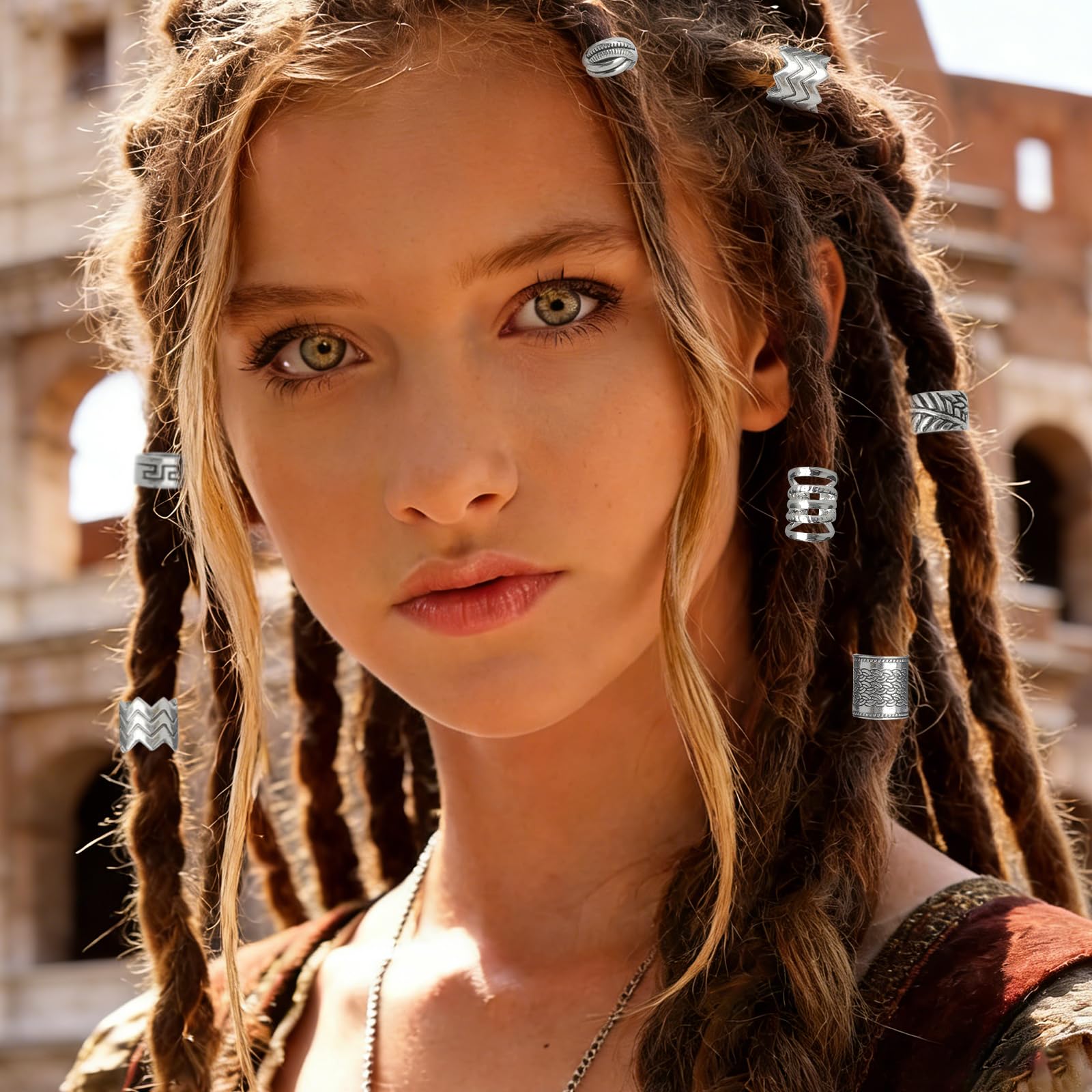 Perlas para Cabello Dreadlocks Barba Hombre Accesorios Pelo Estilo Vikingo Set 44 Piezas con Caja
