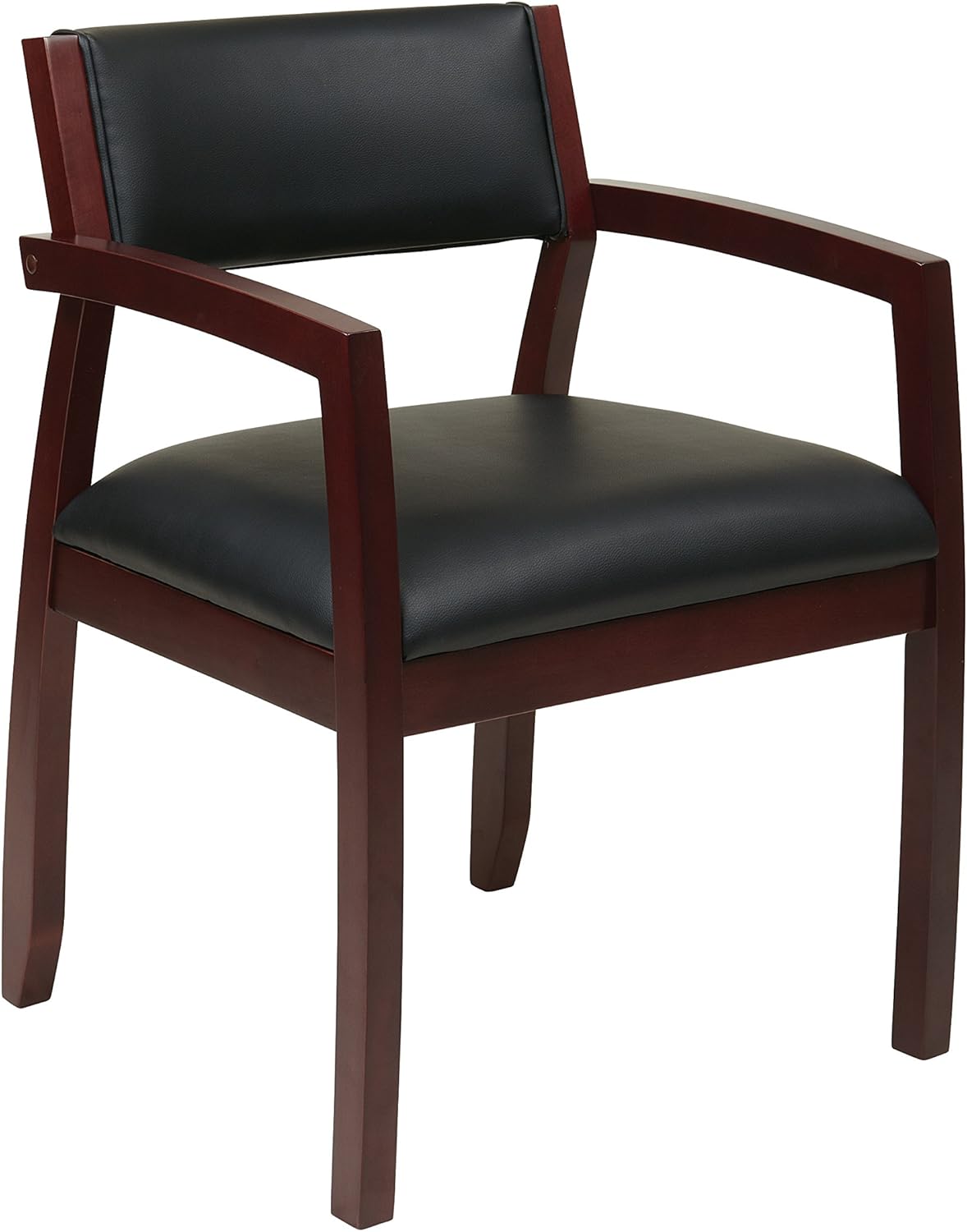 Office Star NAP95MAH-EC3 Napa Black Bonded Leather Seat and Back Guest Chair, Mahogany