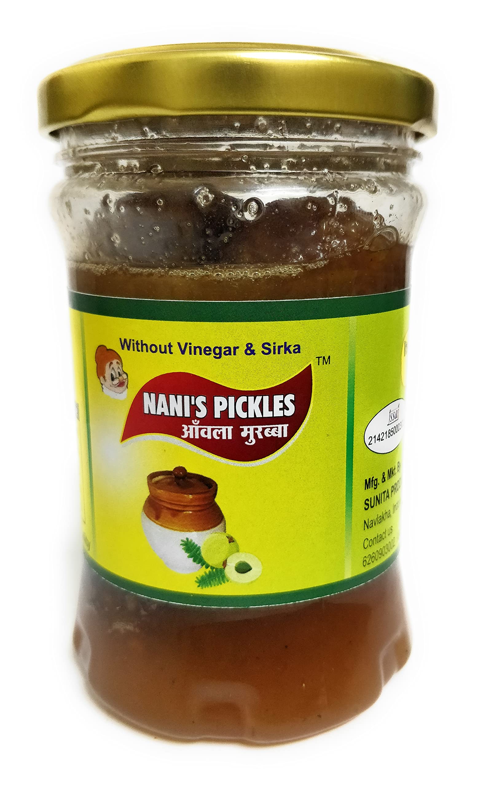 NANI'S PICKLES Homemade Amla Murabba 250g | No Preservatives or Artificial Flavour | Sweet & Tangy Traditional Delicious Taste Oil-Free Organic Gooseberry Chutney Handmade Amla Murabba 250g Pack of 1