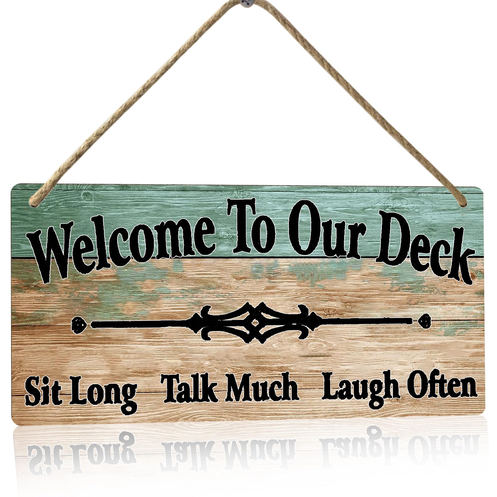 Outdoor Deck Decor Signs For Outside Welcome To Our Deck Sign Backyard Signs Pool Accessories Decorations Wood Sign 6x12 Inches