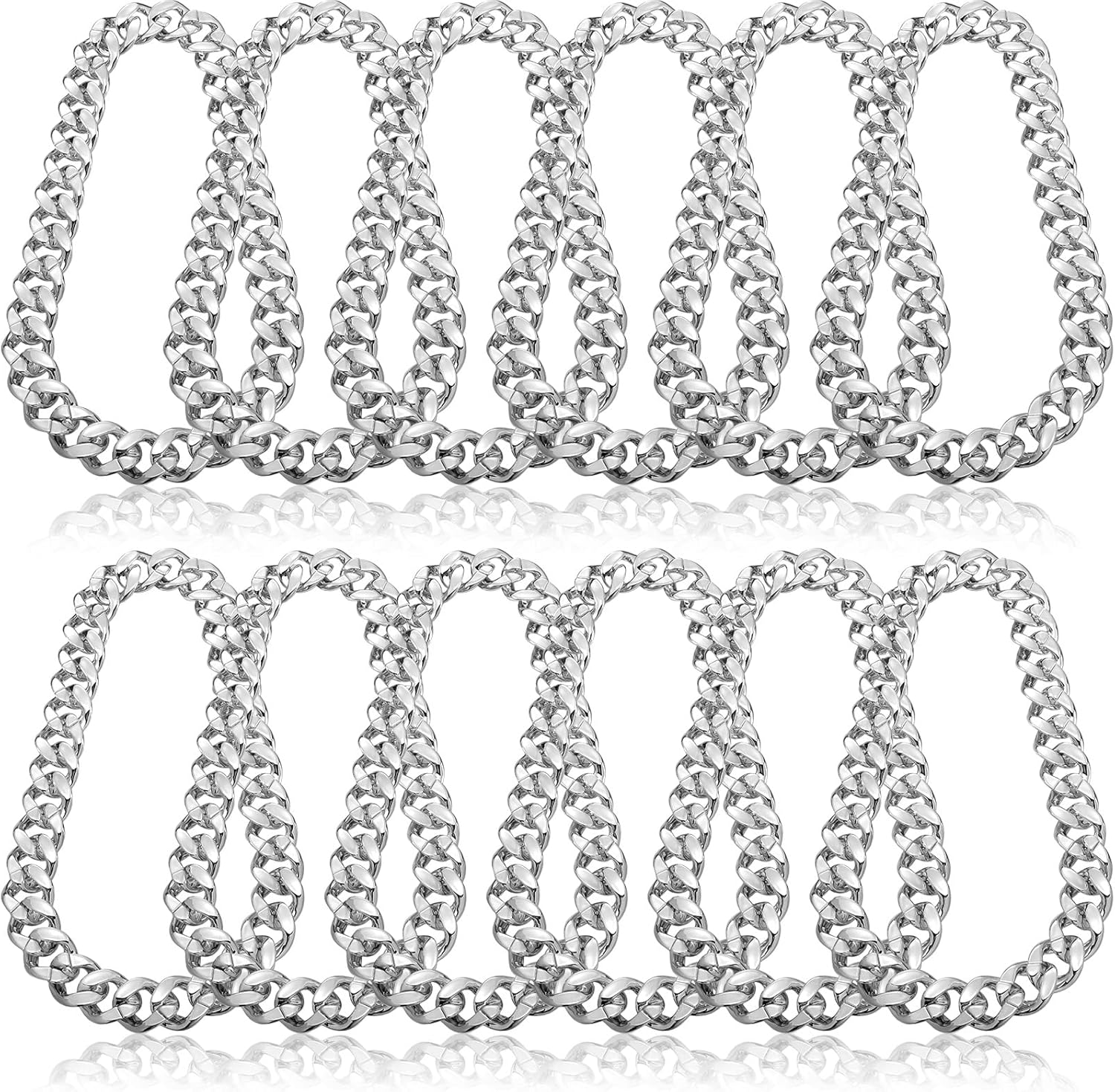Jexine 12 Pcs 80s 90s Costume Rapper Chain, Hip Hop Chain Bulk Fake Necklace for Cosplay Men Women Halloween Punk, 32 Inch