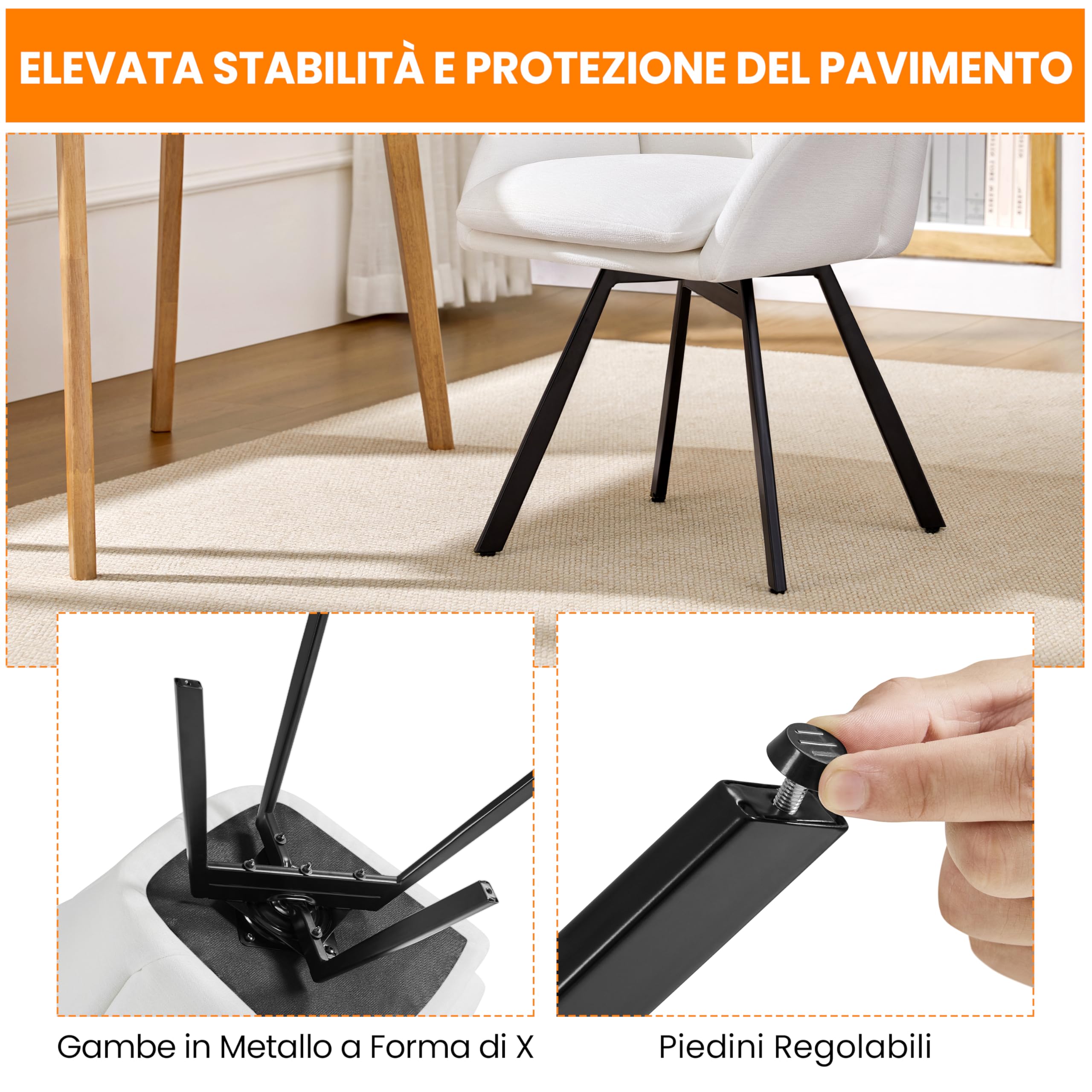 Yaheetech Sedia Imbottita da Pranzo in Velluto Poltrona da Salotto a Forma di Fiore a Girevole a 360° Poltrocina con Cuscino Rimovibile per Cucina Sala Camera da Letto 57 × 61 × 75 cm Bianco