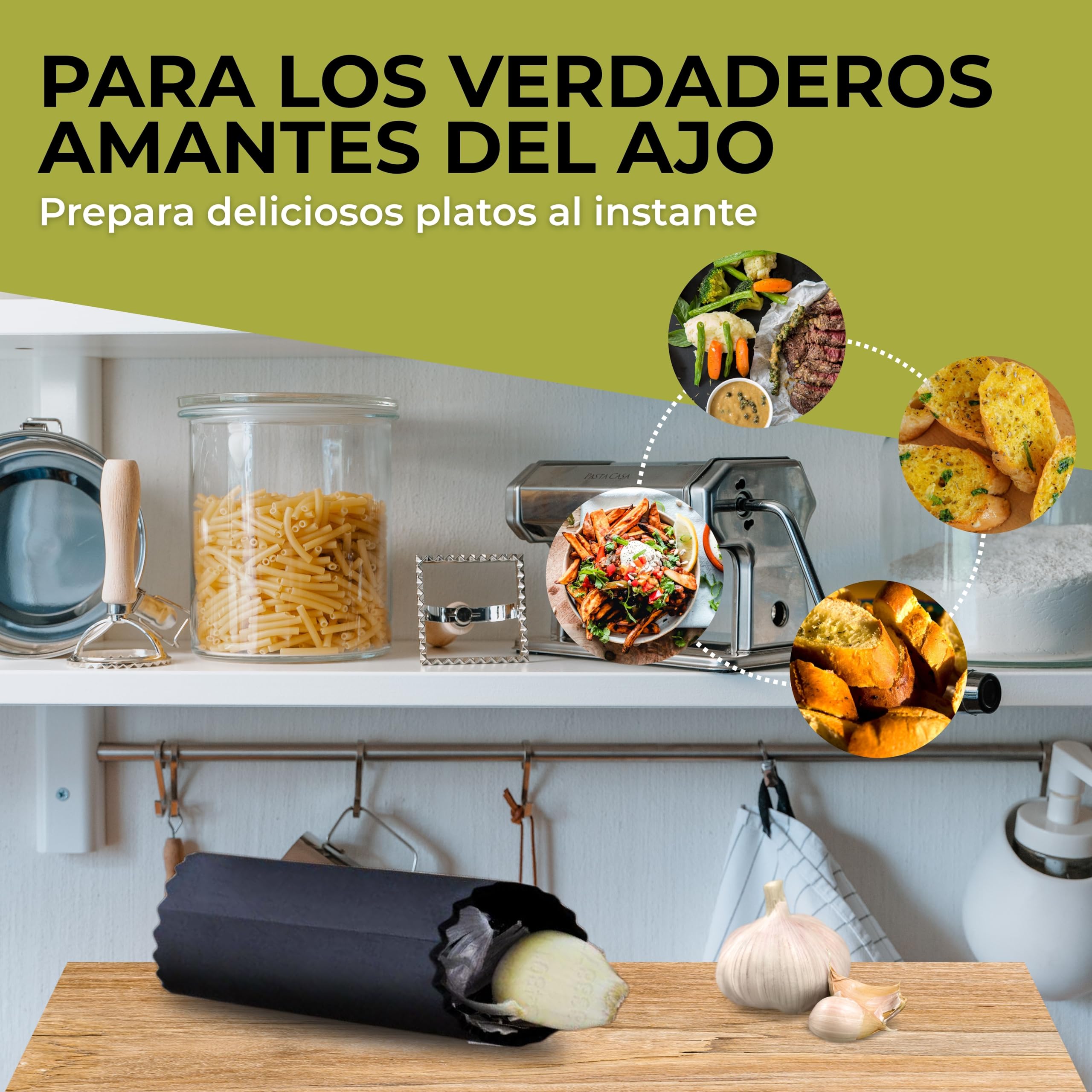 Gadget-Hero - Pelador de ajos de silicona, apto para lavavajillas, resistente y fácil de limpiar, eficiente pelador de ajos para un rápido procesamiento de ajo (pelador negro)