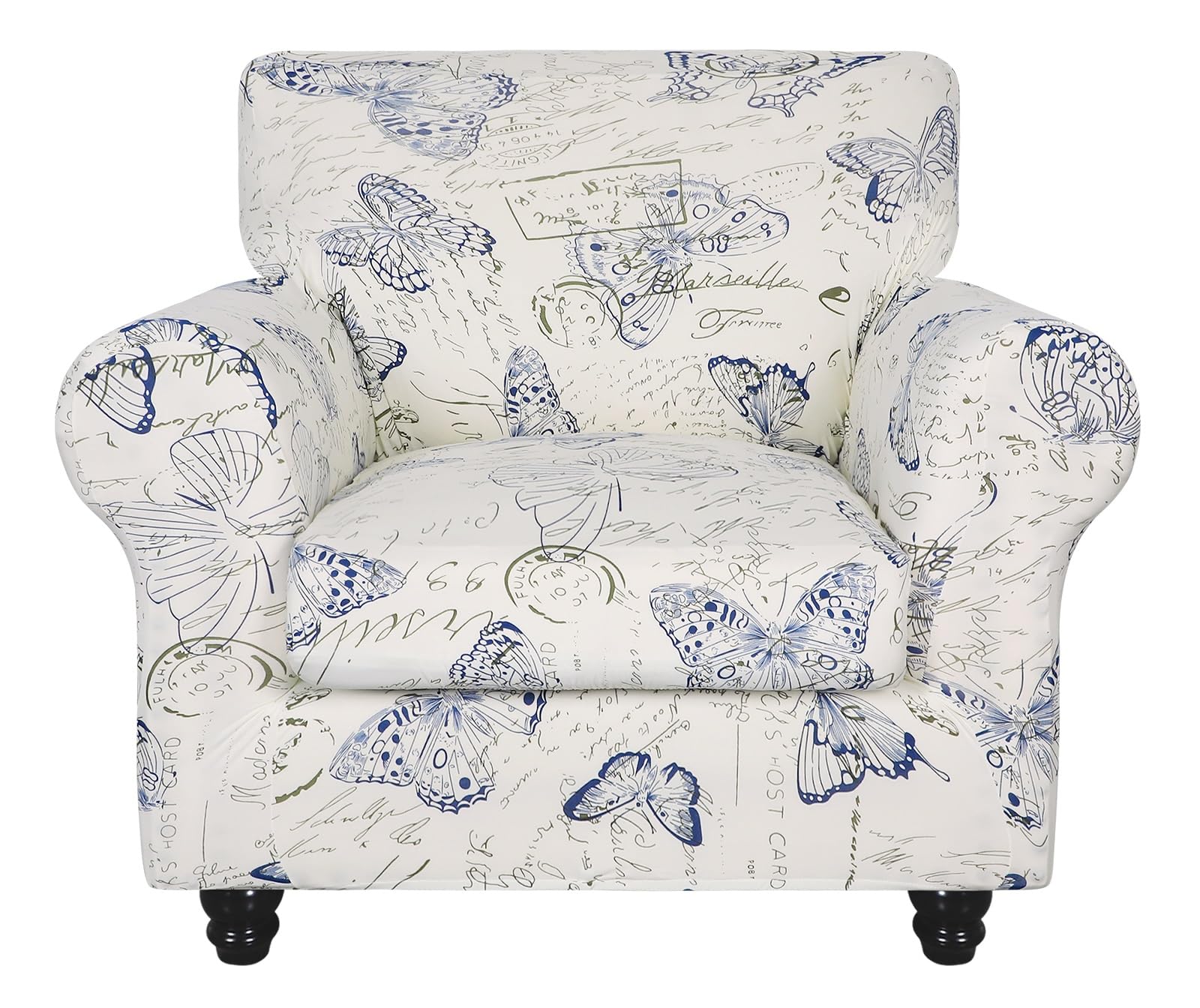 Photo 1 of SearchI Stretch Sofa Cover Printed Couch Covers, Floral Pattern 2 Piece Armchair Slipcover with Separate Chair Cushion Cover, Washable Furniture Protector for Living Room(Chair, Butterfly Pattern) Butterfly Pattern Small