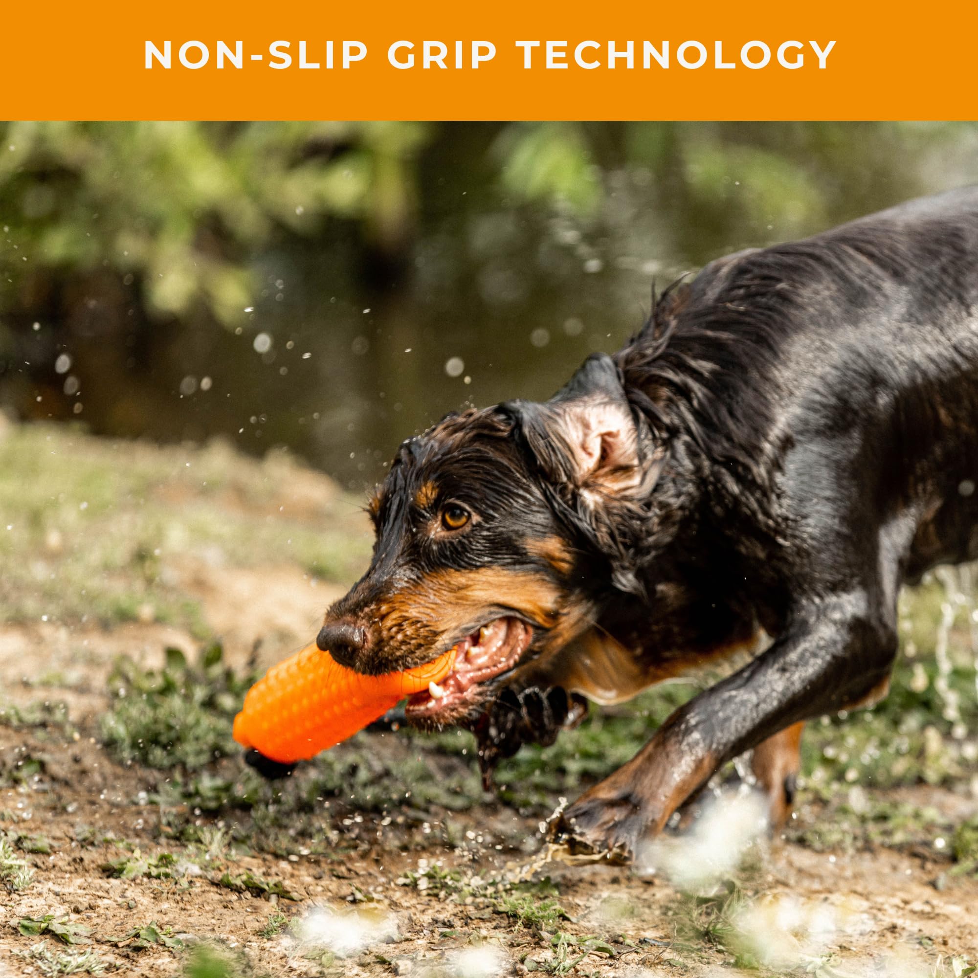 Dog & Field Gundog Water Dummy Jouet flottant pour chien avec cordon de lancement Orange Grande taille Flotteur d'eau en caoutchouc pour entraînement et récupération