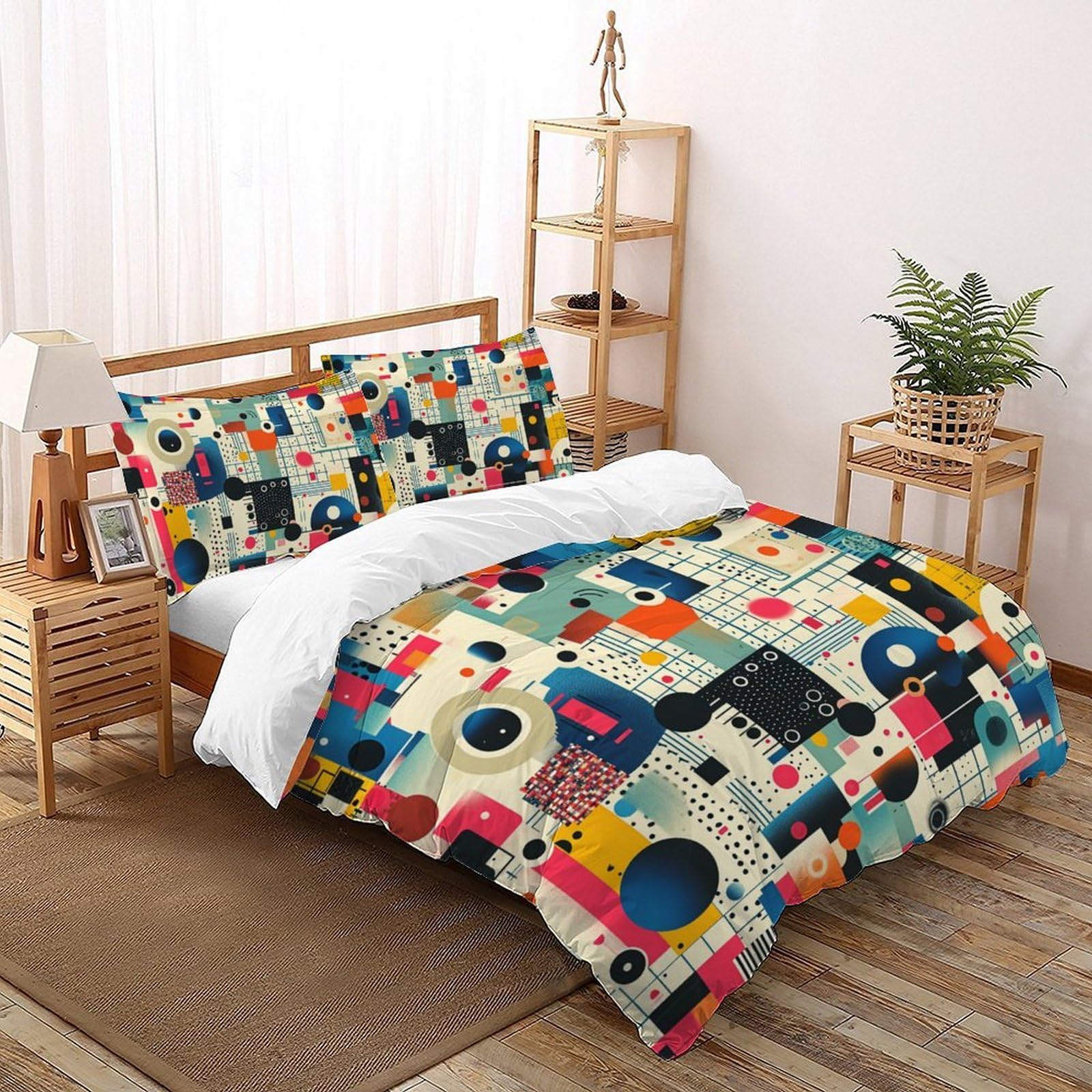 Housse de couette douce et facile d'entretien ensemble 3D garçon géométrique 220x240cm