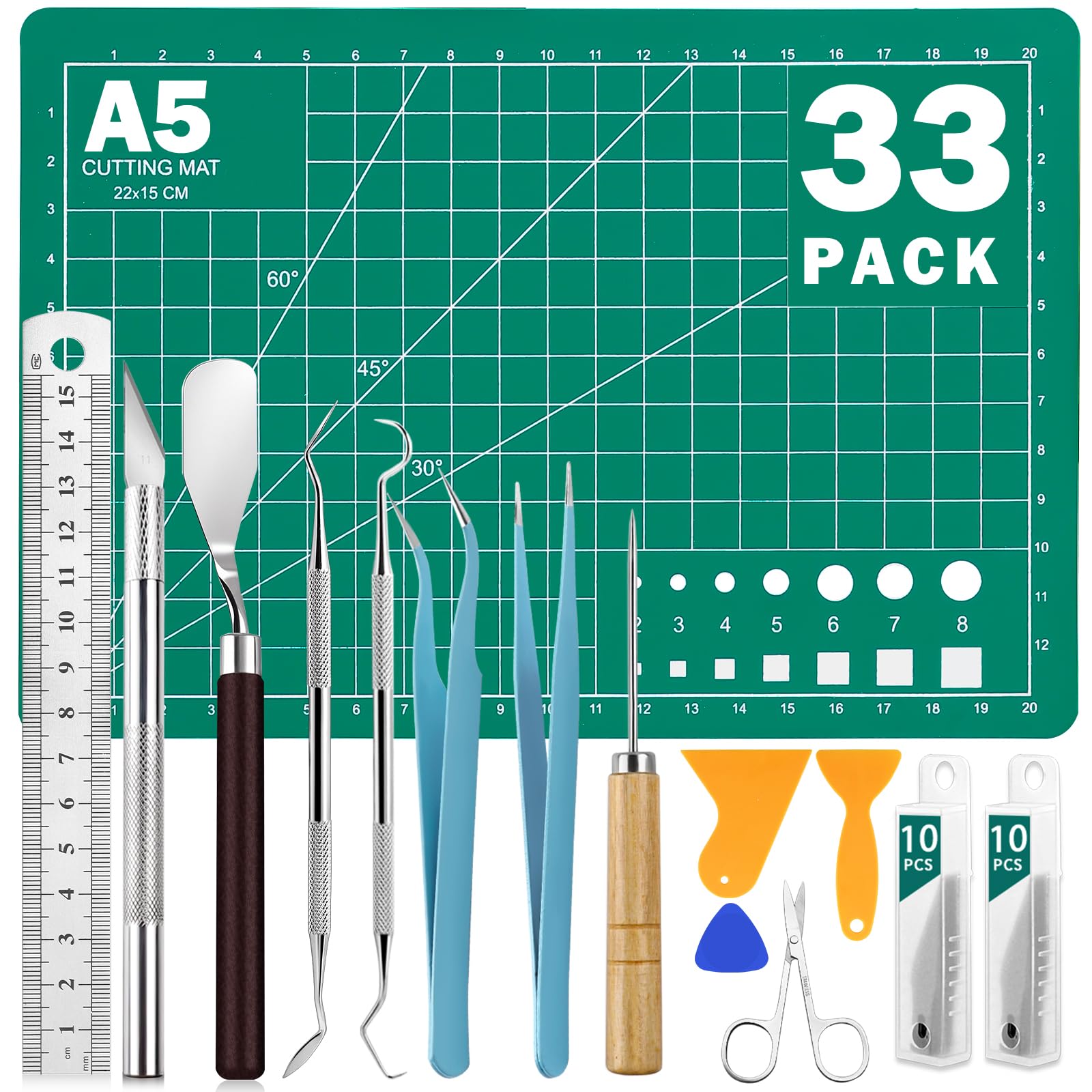 CLOYAN 33-Piece Precision Vinyl Weeding Tools Kit for Scrapbooking and Art Work Cutting