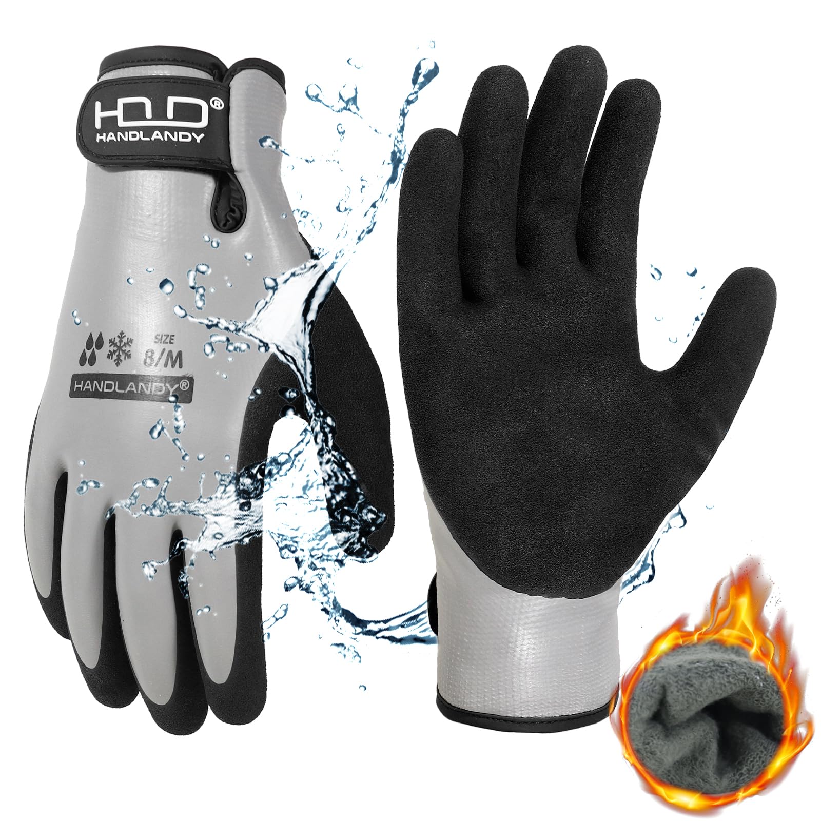 AIGEVTURE Waterproof Winter Work Gloves Men Women,Cold Weather Insulated Work Gloves Thermal Liner Superior Grip Latex Coating Warm for Outdoor Medium