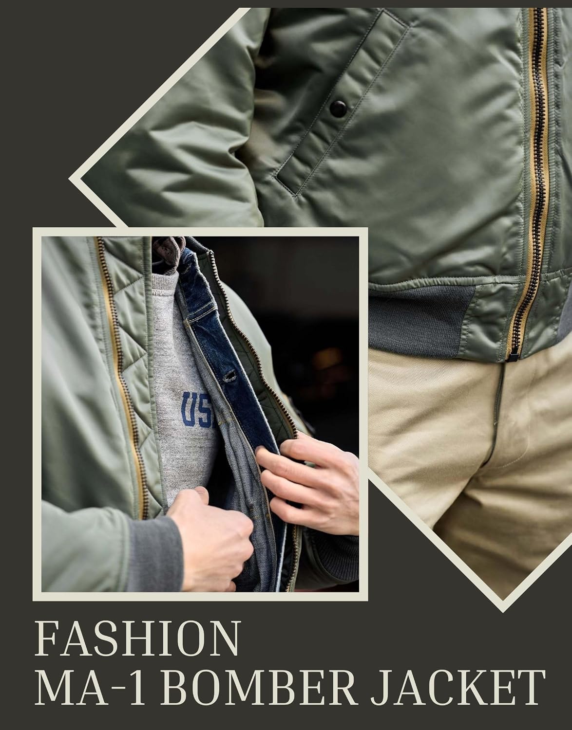 BAIMORE Unisex MA-1 Vintage Military Bomber Flight Cotton Jacket Workwear Outerwear for Fall and Winter Casual Wear
