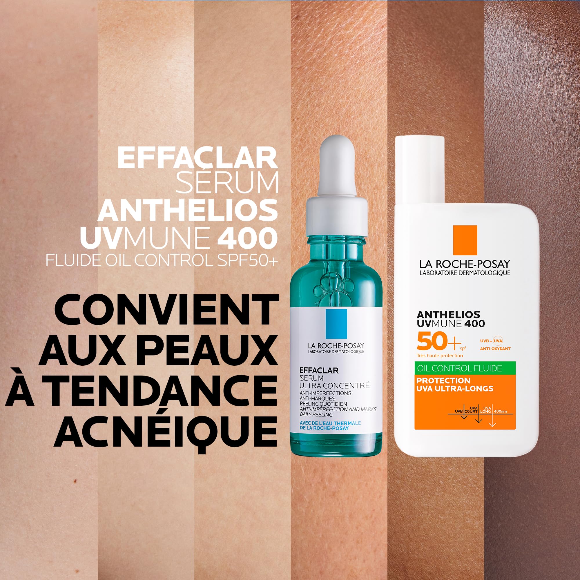 La Roche-Posay | Sérum Effaclar con Ácido Salicílico Ultra Concentrado 30 ml & Protector Solar Anthelios Fluido Oil Control UVMUNE 400 SPF50+ 50 ml | Dúo Cuidado Antiacné & Protección Solar SPF 50+