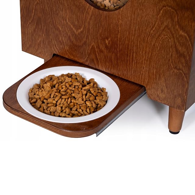 Foto 6 de 8 de QLS Dispensador de alimentos secos 20 L para gatos y perros, comedero automático con bandeja de animales