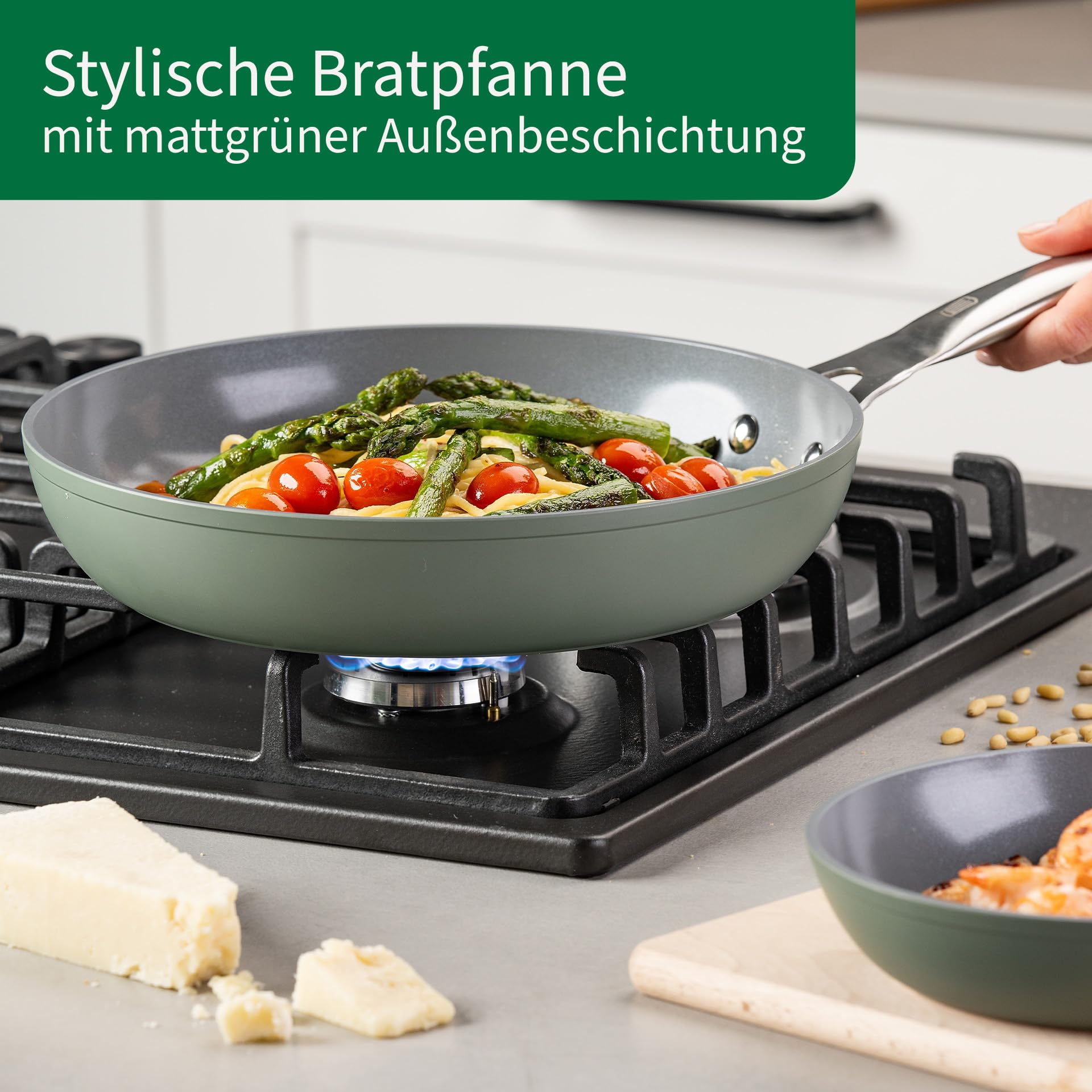 Chefkoch trifft Fackelmann Keramikpfanne Stuttgart Ø 28 cm – Hochwertige Antihaftbeschichtung, 100% recyceltes Aluminium, backofengeeignet bis 200° | Pfanne aus 100% recyceltem Aluminium , Hochwertige Antihaftbeschichtung, Backofengeeignet bis 200°C, Spül