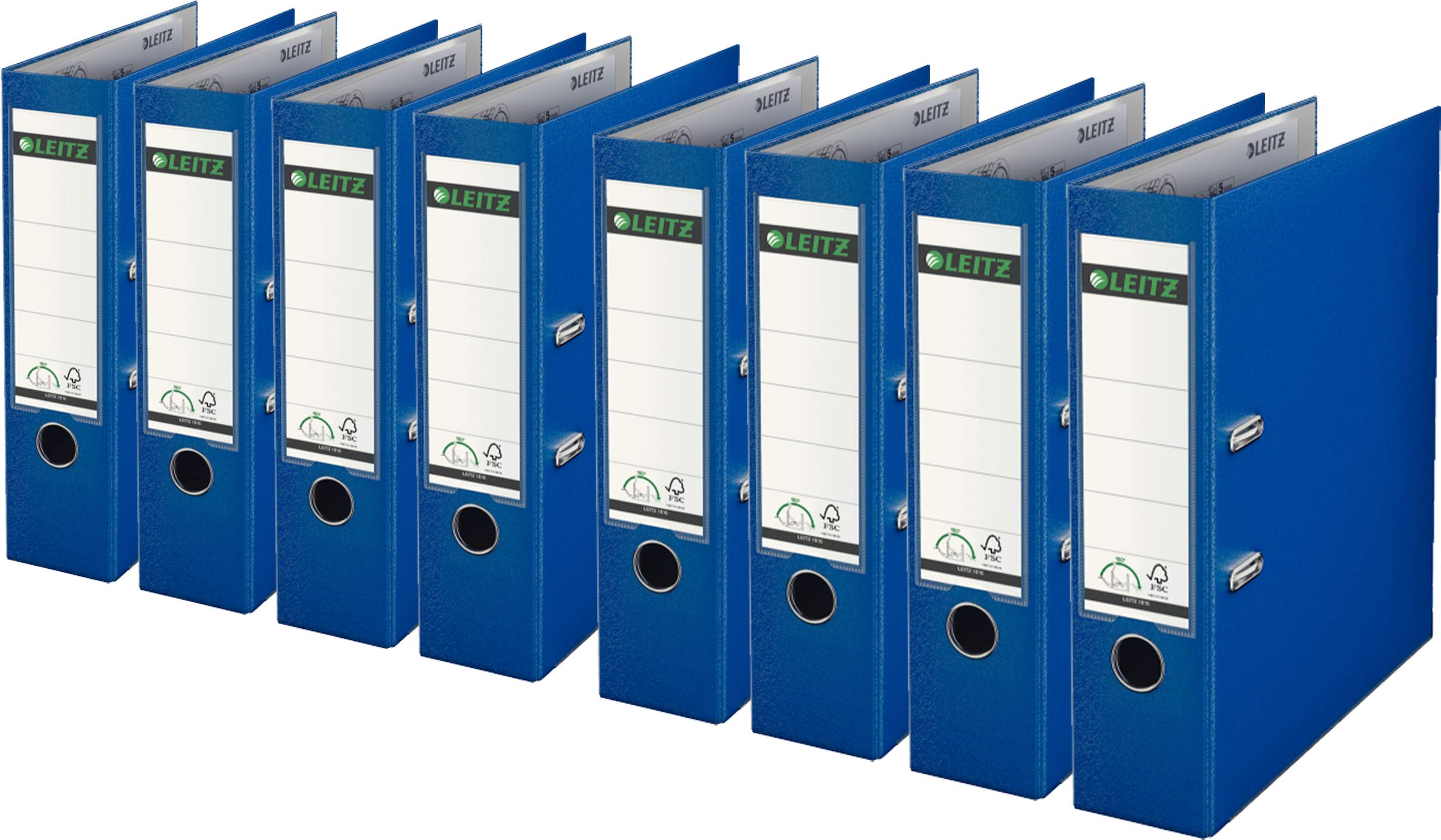 Sparpack Leitz 1010 Qualitäts-Ordner Plastik breit, mit patentierter 180º-Präzisionsmechanik (8er Sparpack | 8cm Breit, nachtblau)