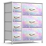 Sorbus Kids Dresser with 7 Drawers - Storage Chest Organizer Unit with Steel Frame, Wood Top & Handles, Tie-dye Fabric Bins for Clothes - Wide Furniture for Bedroom Hallway Kids Room Nursery & Closet
