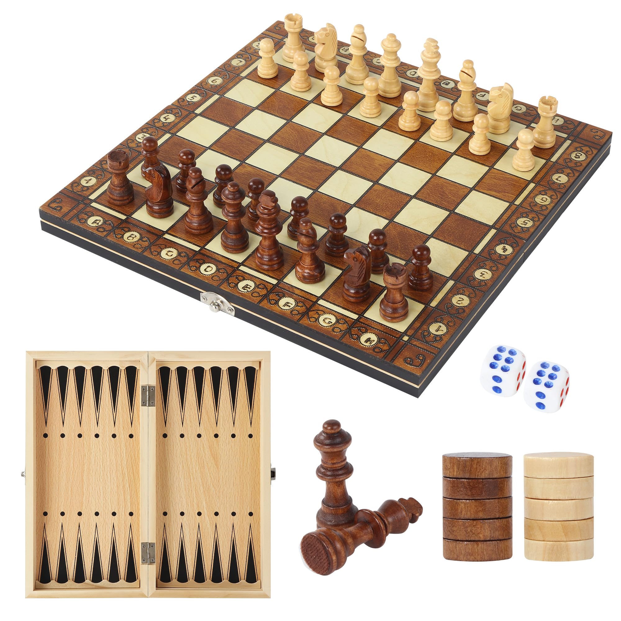 échiquier bois magnétique 29cm 3 en 1