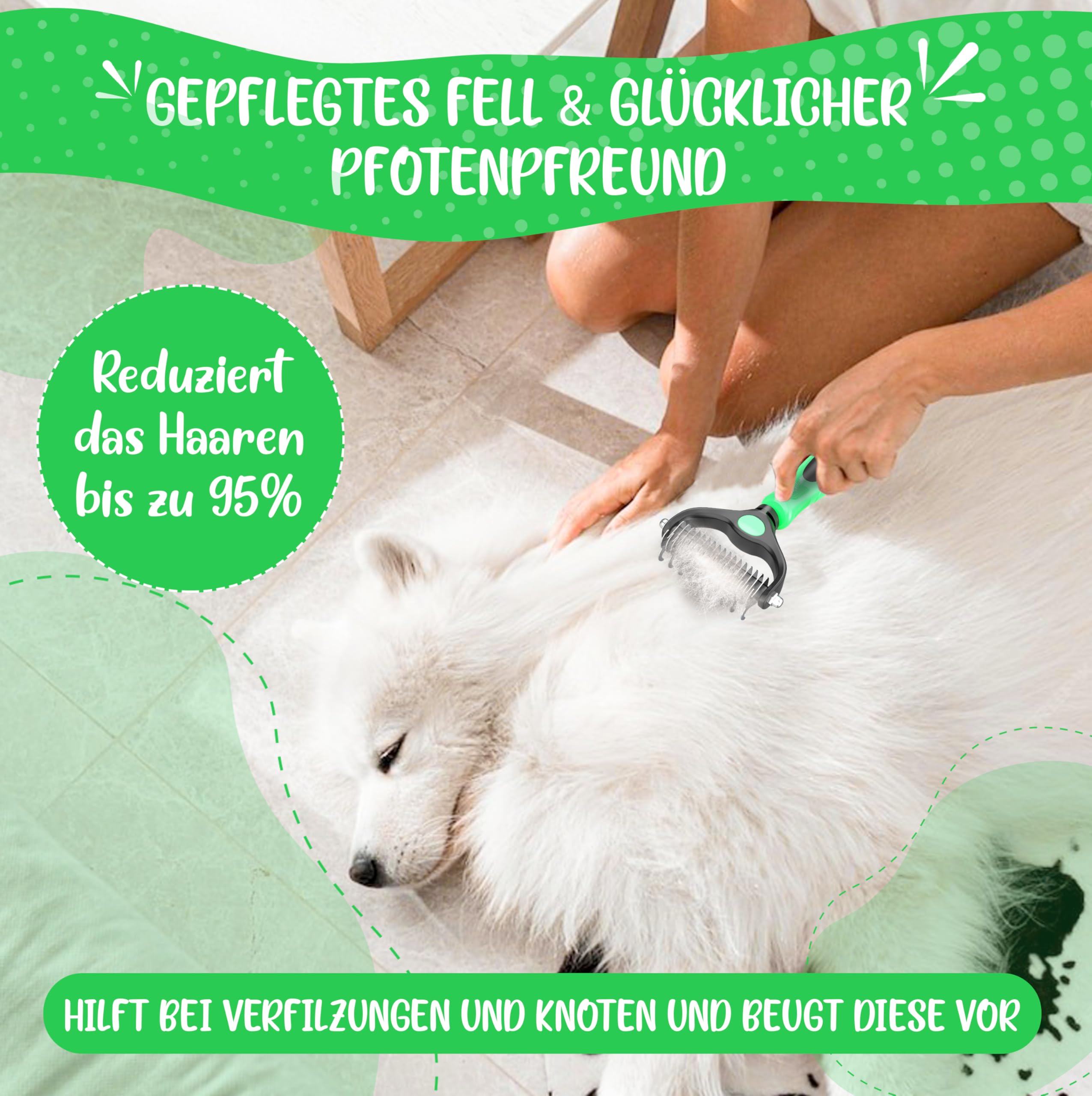 TESTURTEIL SEHR GUT Unterwollbürste & Unterfellbürste I Hundebürste & Katzenbürste für langhaar I Unterwollkamm entfernt Unterwolle & Verfilzungen