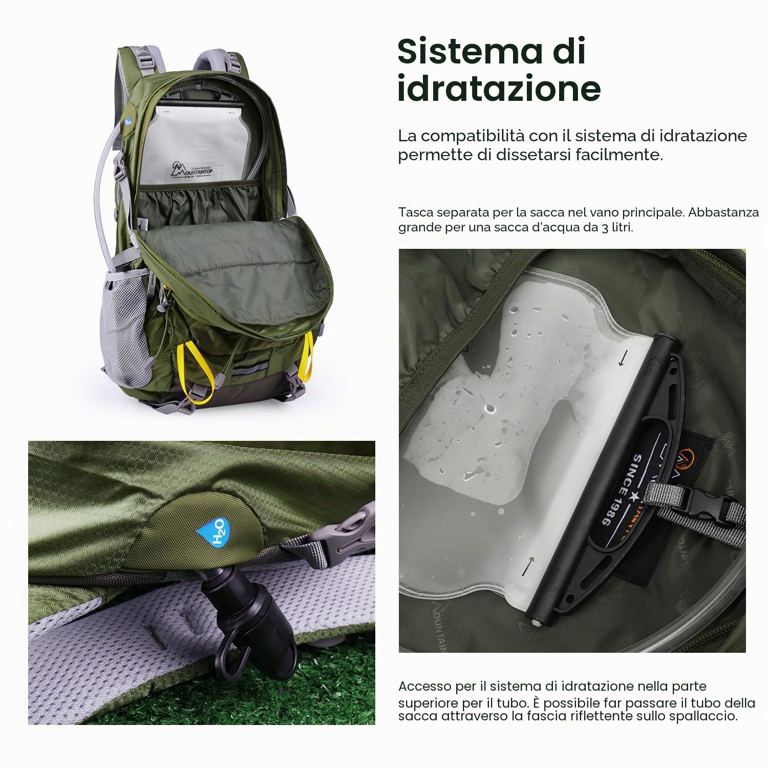 MOUNTAINTOP Zaino Trekking di 40 Litri Zaino da Montagna per Donna e Uomo Zaini da Viaggio Impermeabile con Copertura della Pioggia per Escursionismo Alpinismo Campeggio