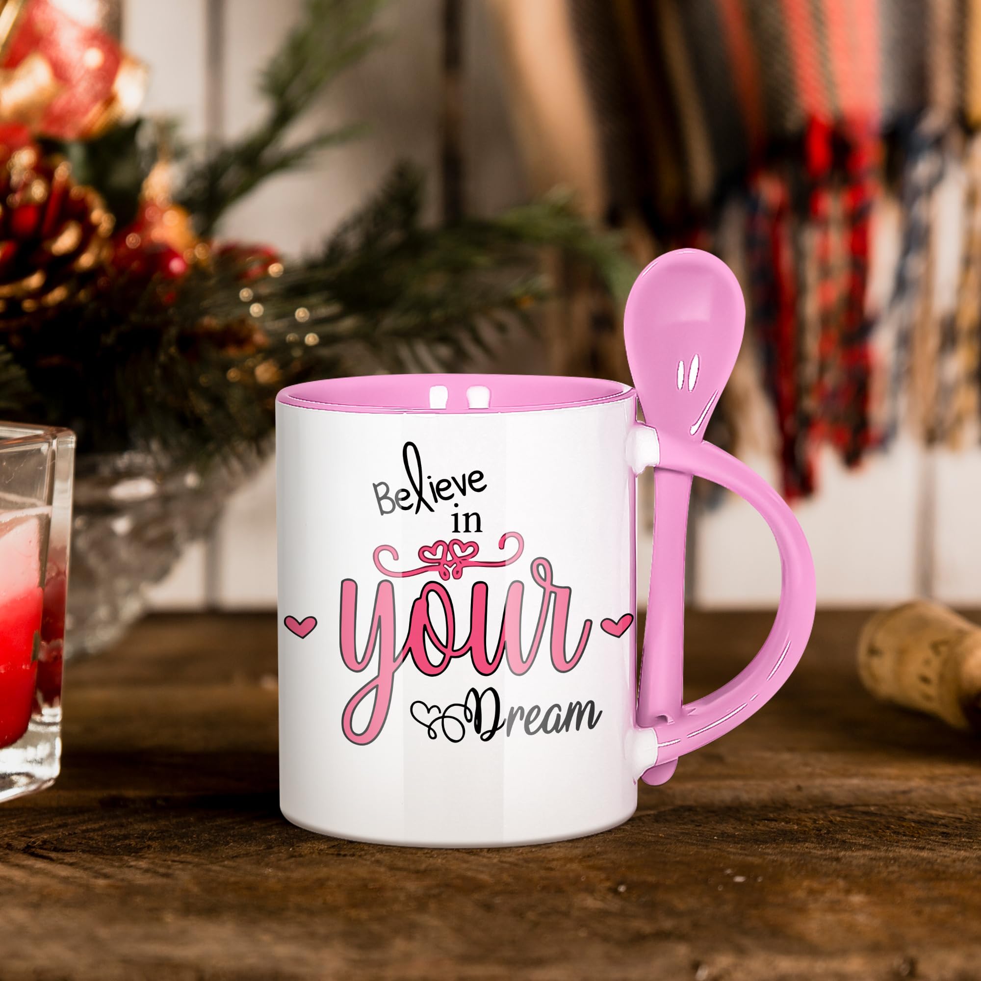 Case Of 8 Pink Inside/Handle Sublimation Mugs - 11oz Ceramic Coffee Mugs For Custom Decorating