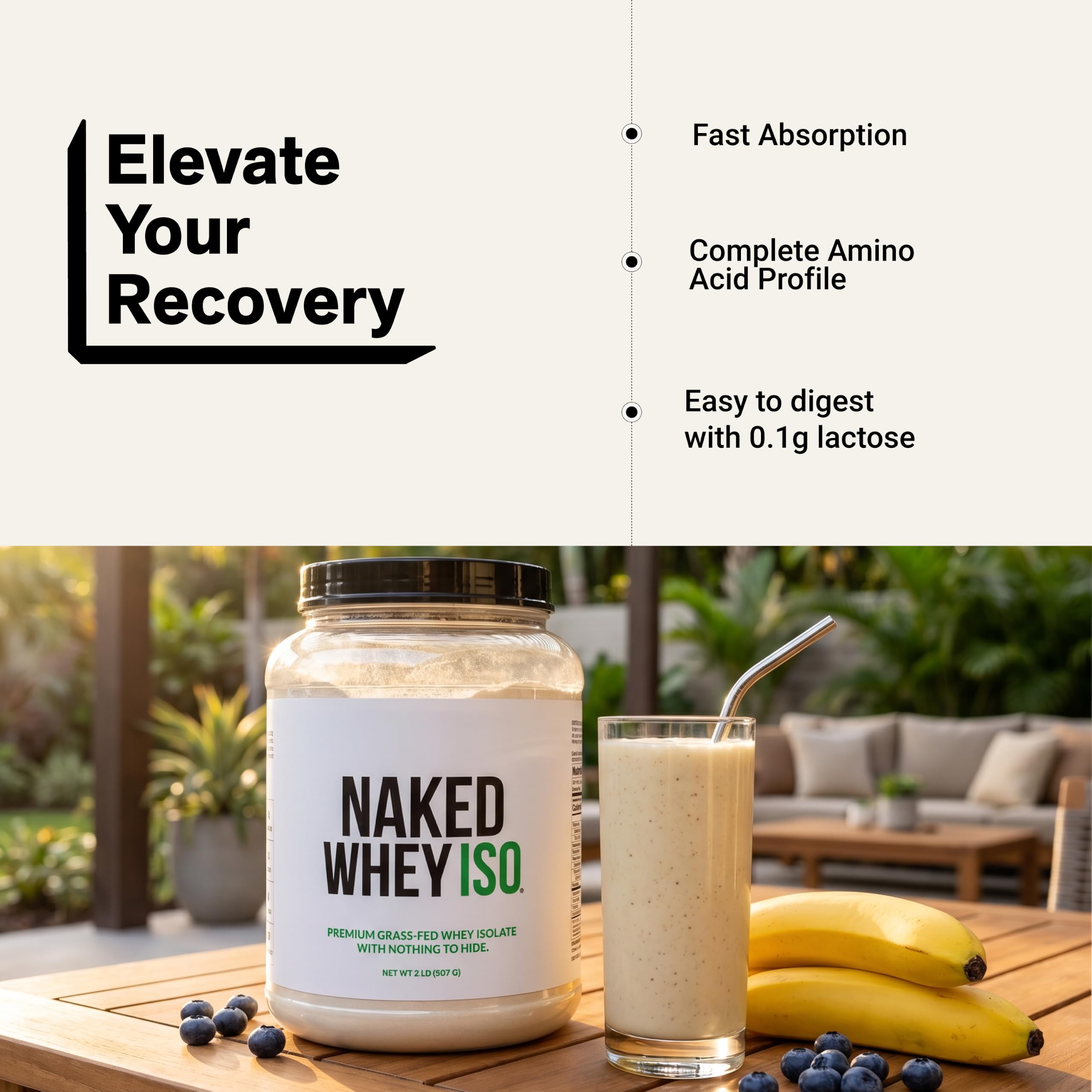 NAKED Whey Isolate Protein - Only 2 Ingredients 30g Grass-Fed Protein Zero Carb Unflavored Undenatured Non-GMO No Soy Gluten-Free No Preservatives - 28 Servings product thumbnail 7