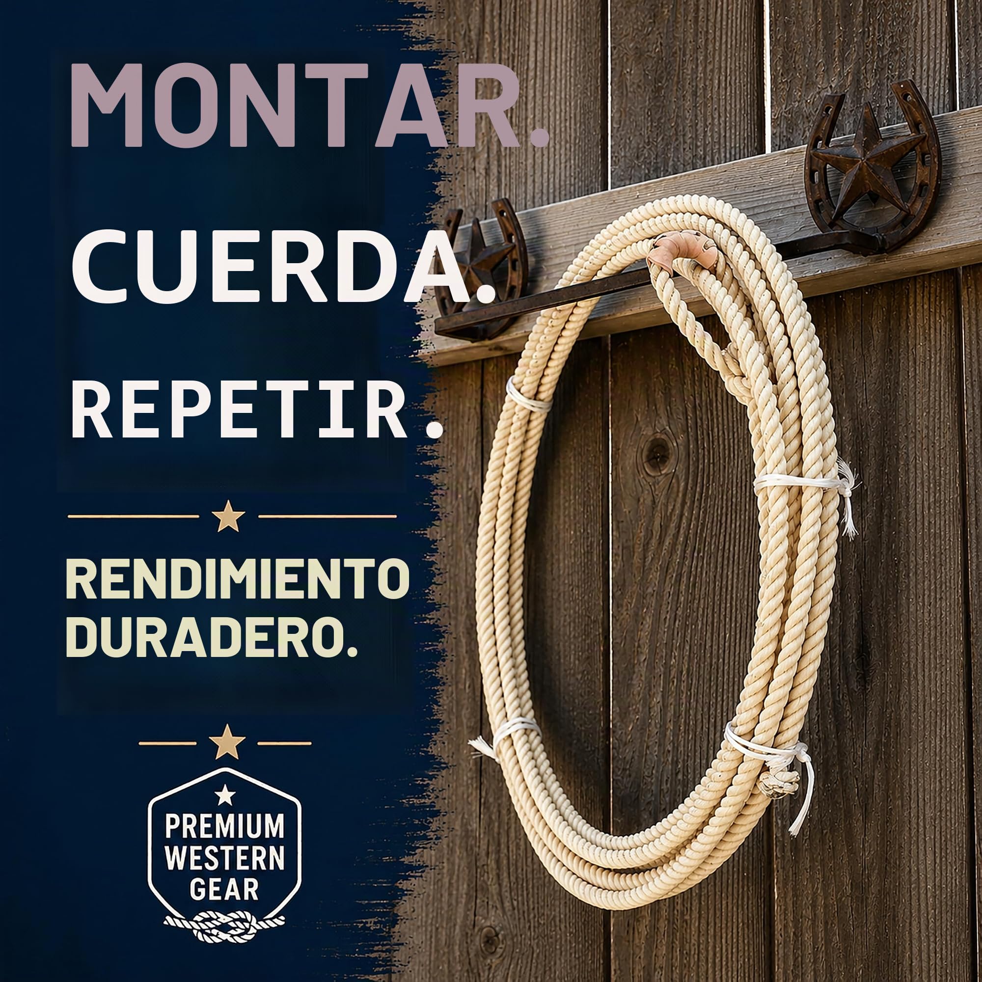 Western - Cuerda de Rodeo Lariat para Adultos con Quemador de Vaquero