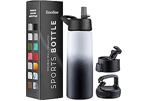 FineDine 8-12 Boys Water Bottles, 25oz Triple Wall Insulated Stainless Steel Metal...