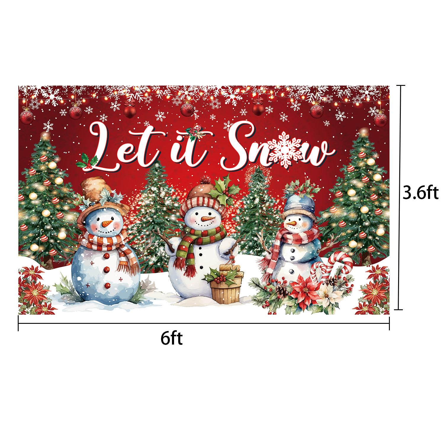 Weihnachts-Fotohintergrund Mit Schneemann – 285 X 195 Cm – Aus Polyester, Inkl. Aufhängeschnur