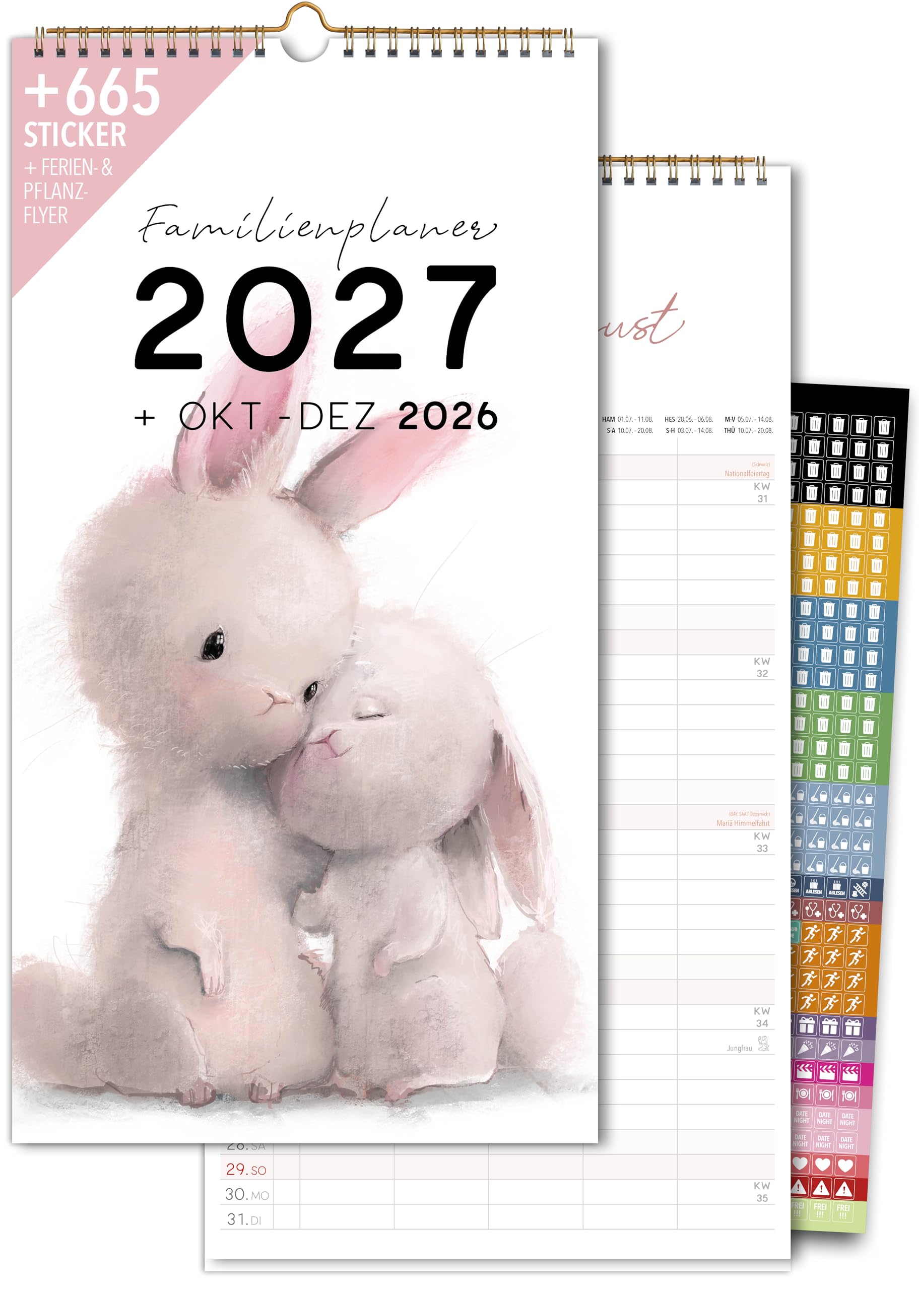 Schöne Güter® Familienkalender 2027 Familienplaner 5 Spalten