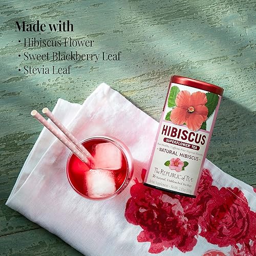 Miniatura 5 de The Republic of Tea Té de hierbas de hibisco favorito de los ciudadanos - Paquete de té de hibisco natural y rosa de frambuesa - 36 bolsas de té