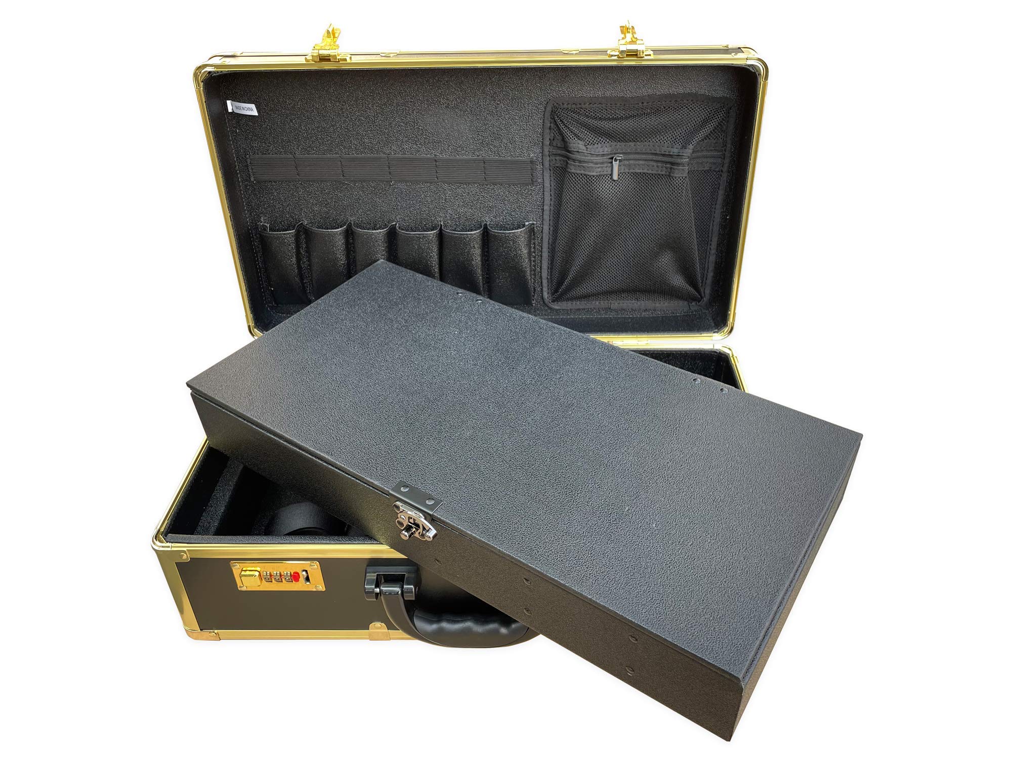 NNITEK Big space barber box double layer barber case gold color……