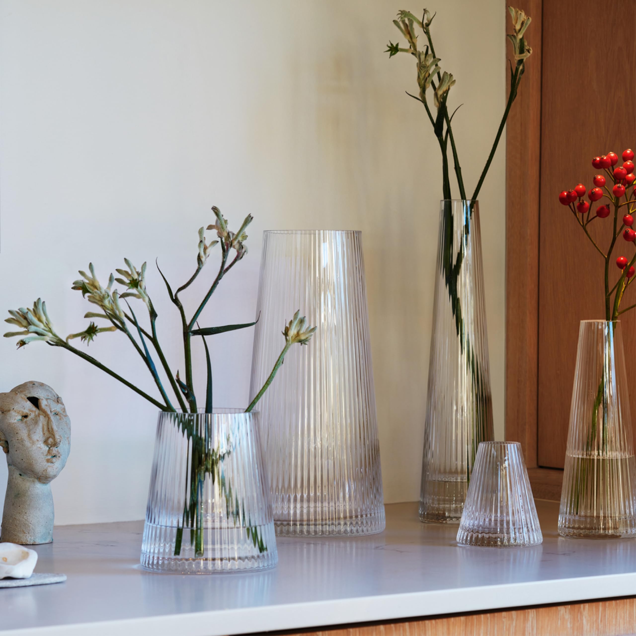 Amazon.co.jp: LSA ガラス/スチール フラワーベース オブジェ 高さ34cm