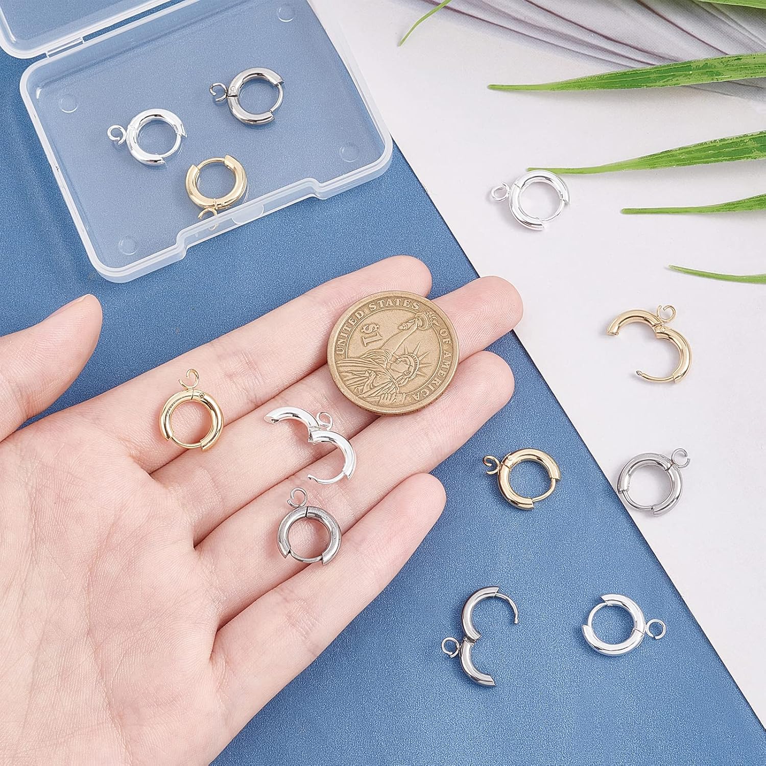 UNICRAFTALE 12Pcs 3 Colors Stainless Steel Huggie Hoop Earring Findings with Loop and 316 Surgical Stainless Steel Pin Hole 2.5mm, Pin 1mm DIY Jewelry Accessories for Jewelry Making - Image 2