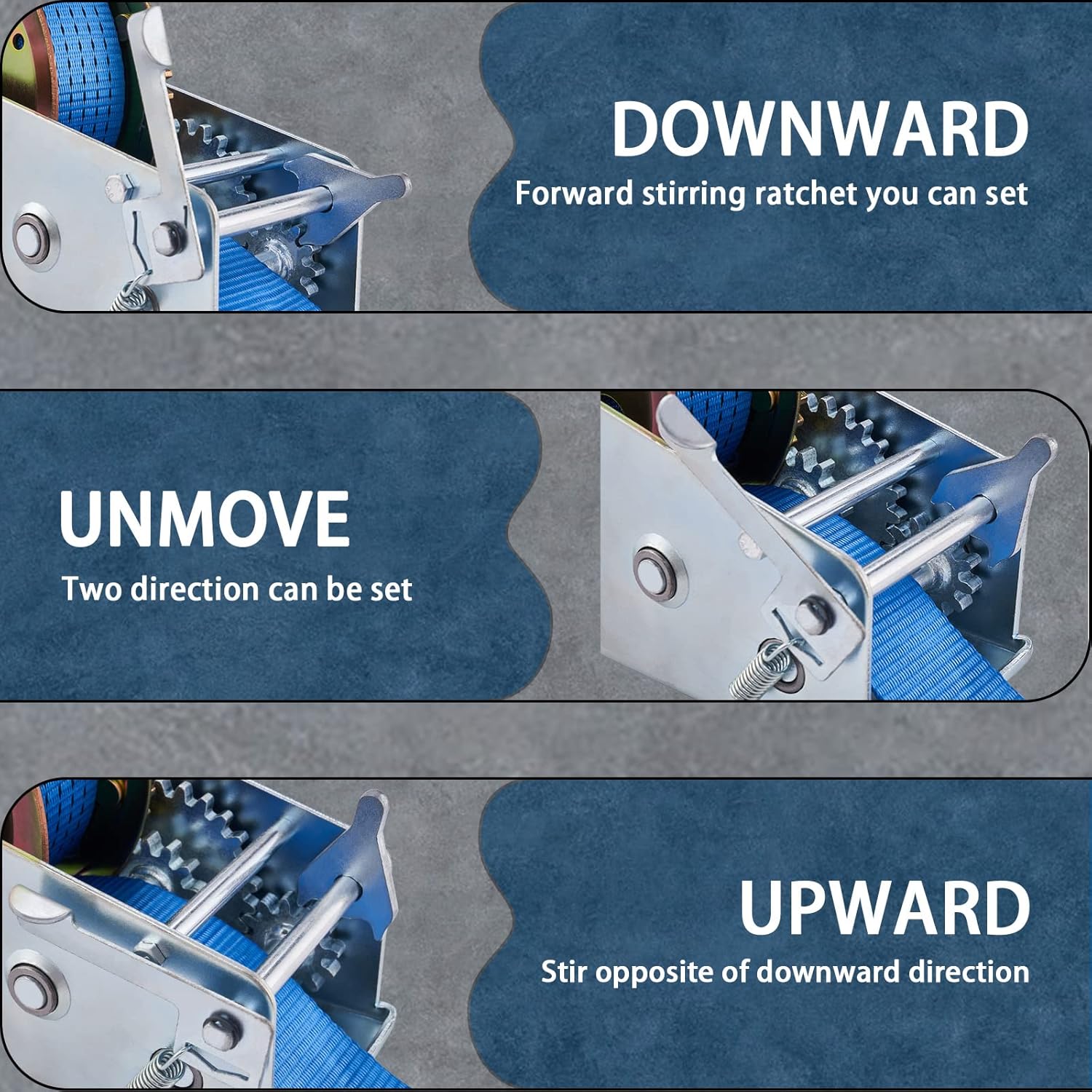 Buy TYT 3200LB Boat Trailer Winch with Heavy Duty 10M Nylon Blue Strap, Two Way Ratchet 2 Speed