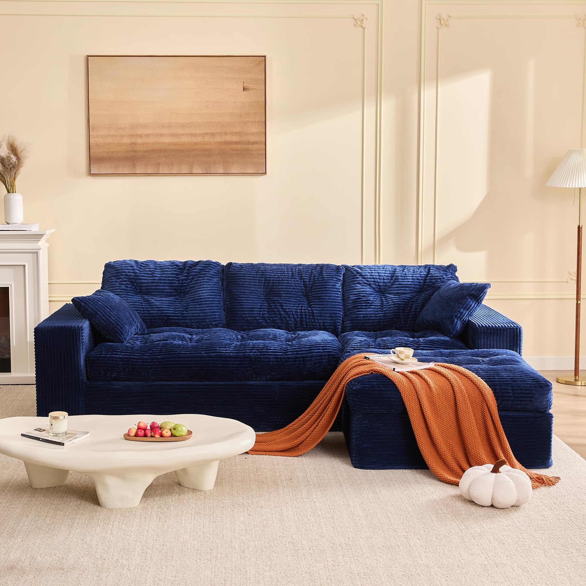 Litbird 3‑Sitzer Ecksofa Schwarz – Modulares Sofa mit Recamiere, Cordstoff Bezug, Schlafsofa & Relaxsofa, Wohnzimmer Sofa ohne Montage, 3‑Sitzer Sofa für geräumiges Wohnzimmer