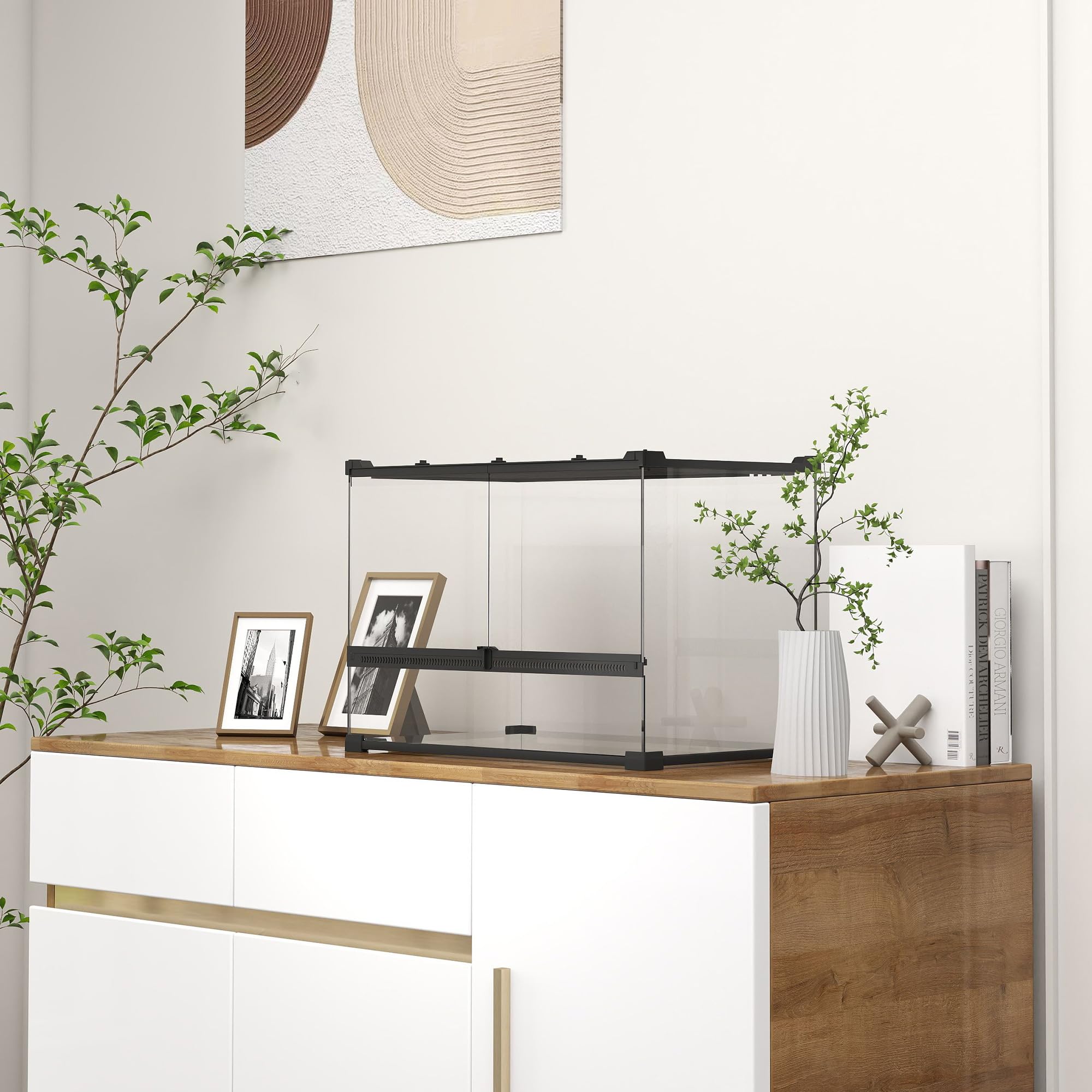PawHut Contenitore per rettili, contenitore per l'allevamento di rettili, habitat per terrario con chiusura di sicurezza a rotazione, ventilazione frontale, nessun assemblaggio richiesto, 50 x 30 x