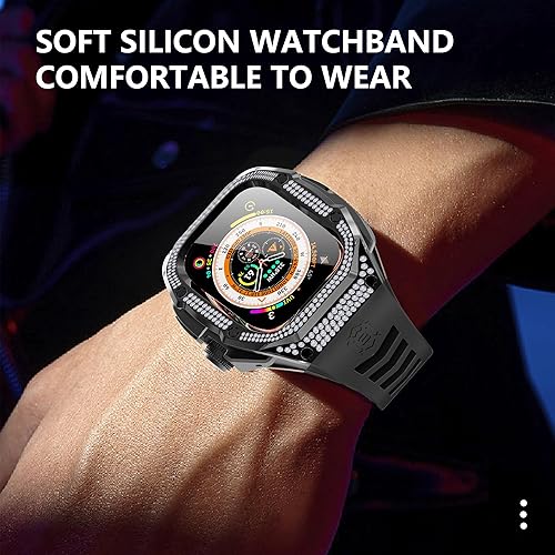 Miniatura 5 de VeveXiao Funda resistente con correa compatible con Apple Watch UltraUltra 2 correas de 1.929 in, funda protectora de metal con correa de silicona a