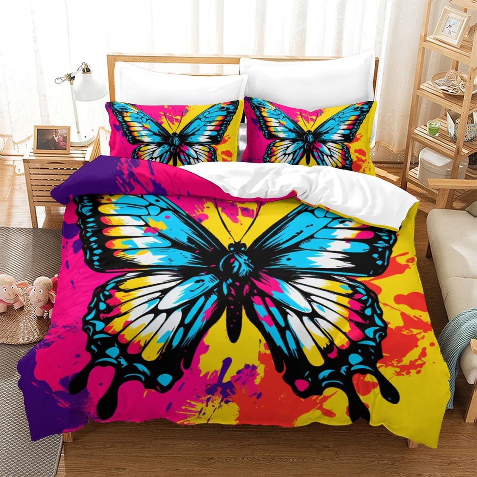 Housse de couette 200x200 papillons 3D pour en finir avec les couettes qui glissent du lit