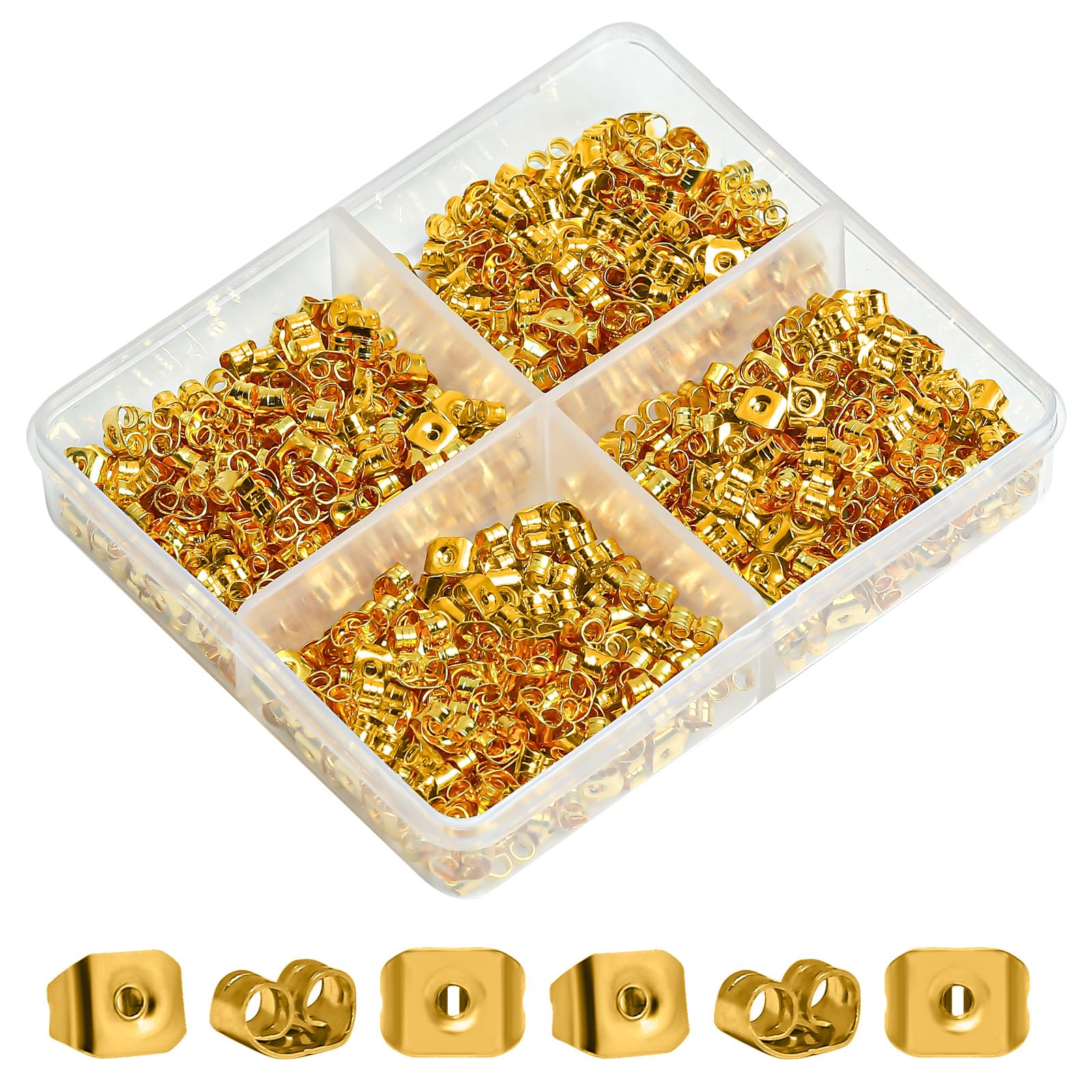 680 Pcs Gold Earring Backs for Stud, Butterfly Locking Metal Earring Backing Backstops Clutches Stoppers Replacements for Earring Studs Ring