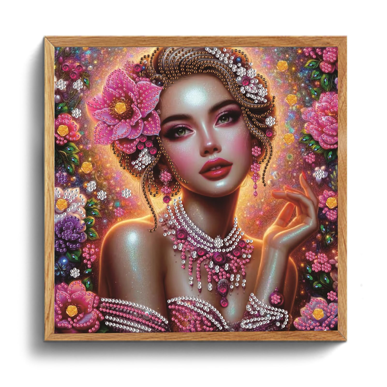 POETRYDRAW Enchanted Floral Lady Special Shaped DIY Partial Drill Diamond Art Painting Kit for Adults Beginners Home Decor Diamonds Paintings Gem Art 30x30cm (Enchanted Floral Lady)