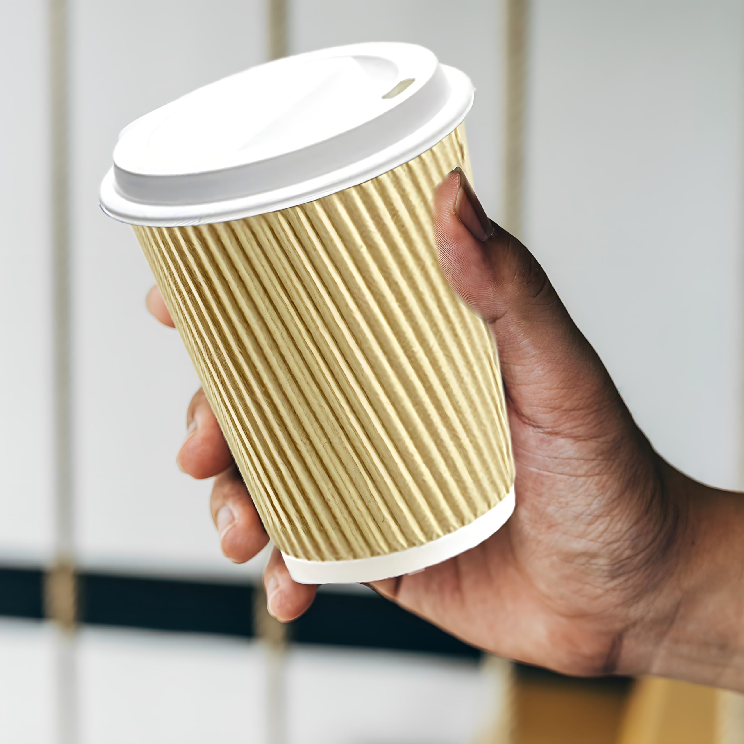 Filiżanki do kawy 350 ml izolowane papierowe kubki z papieru pakowego 3-warstwowe, jednorazowe, izolowane kubki papierowe do herbaty, kawy, cappuccino, gorących napojów (1000 filiżanek)