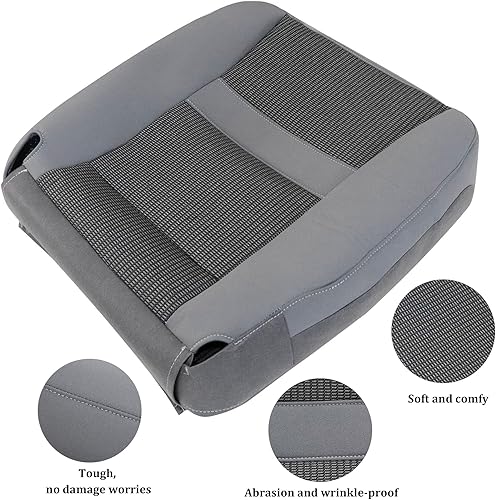 Miniatura 5 de GXARTS Funda de tela de repuesto para asiento del lado del conductor, color gris claro, compatible con Dodge Ram 1500 2500 3500 4500 5500 2006 2007