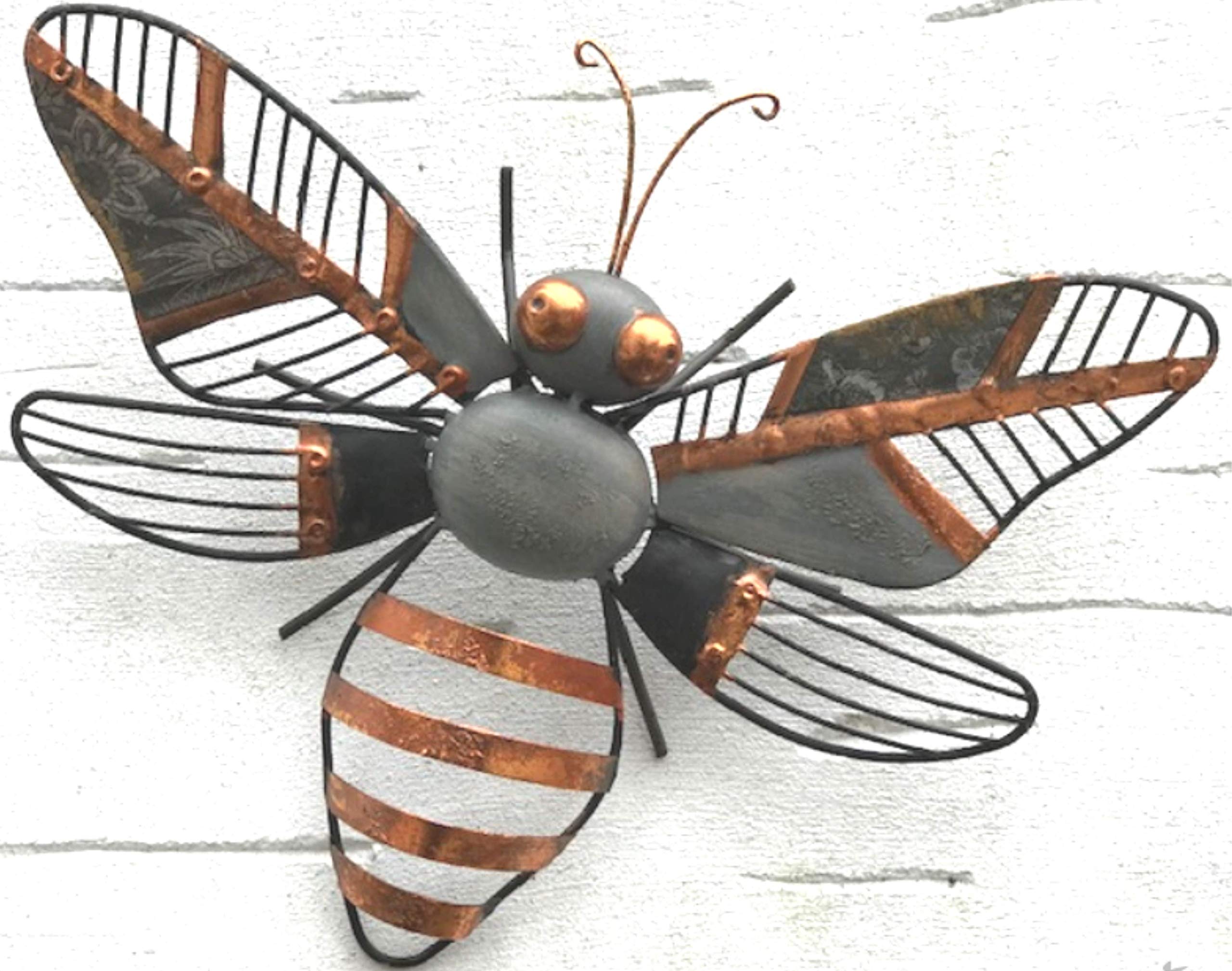 Animal Crackers Grey 31Cm /Copper Metal Honey Bee Wall Art Garden Ornament Sculpture Decoration