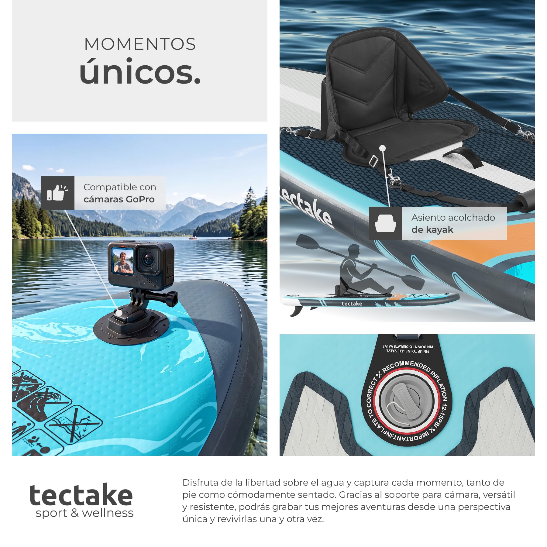 tectake® Tabla de Paddle Surf Hinchable
