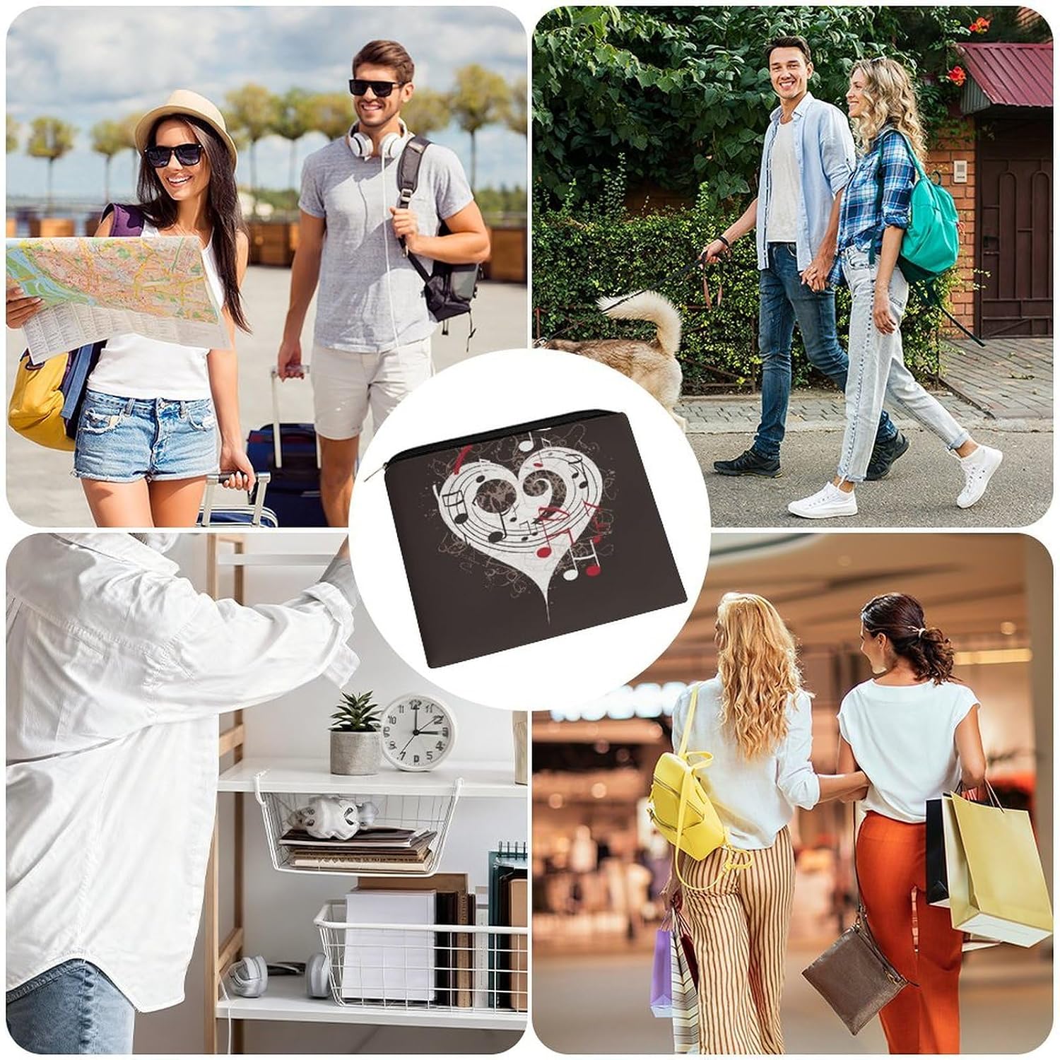 Music Symbols Love Makeup Bag Cosmetic Bag Toiletry Pouch image 4