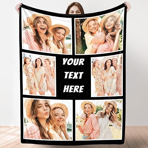 Miniatura 1 de Artsadd Manta personalizada con collage de texto fotográfico, manta de fotos personalizada para hombres, mujeres, él o ella, manta personalizada